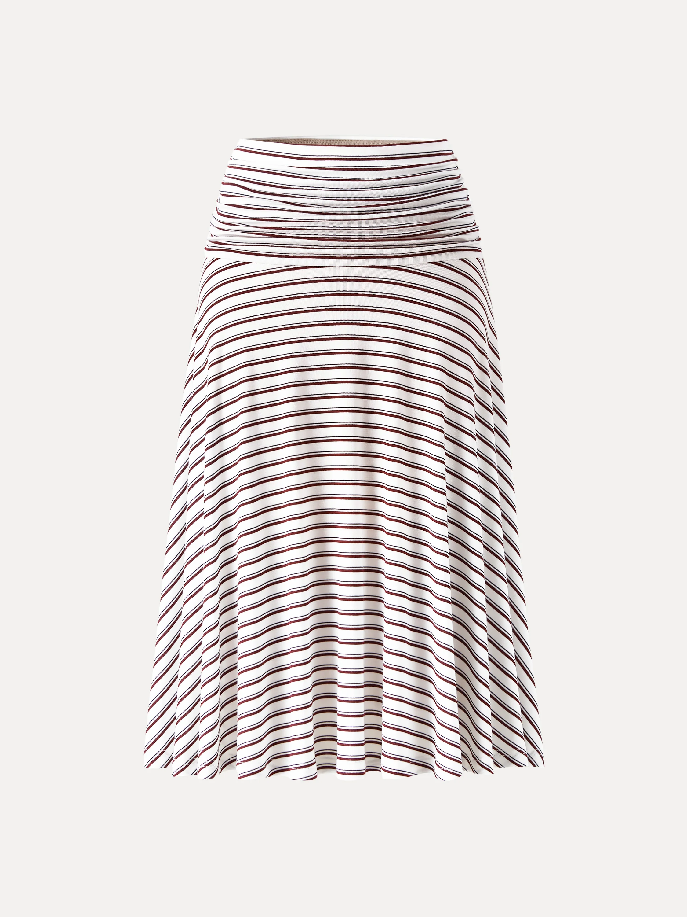Flowy Striped Circle Flare Ruched Midi Skirt - Image 8