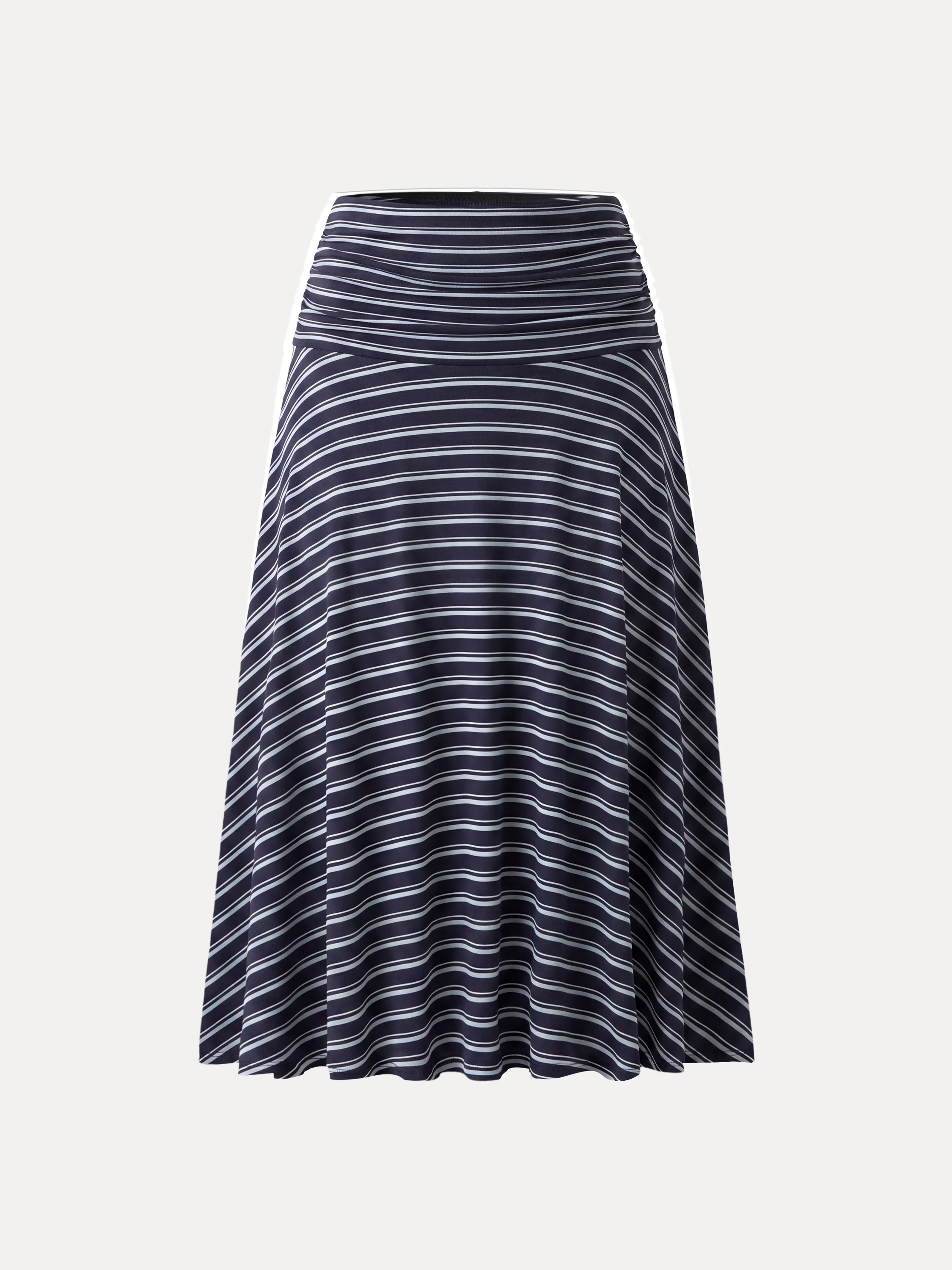 Flowy Striped Circle Flare Ruched Midi Skirt - Image 9