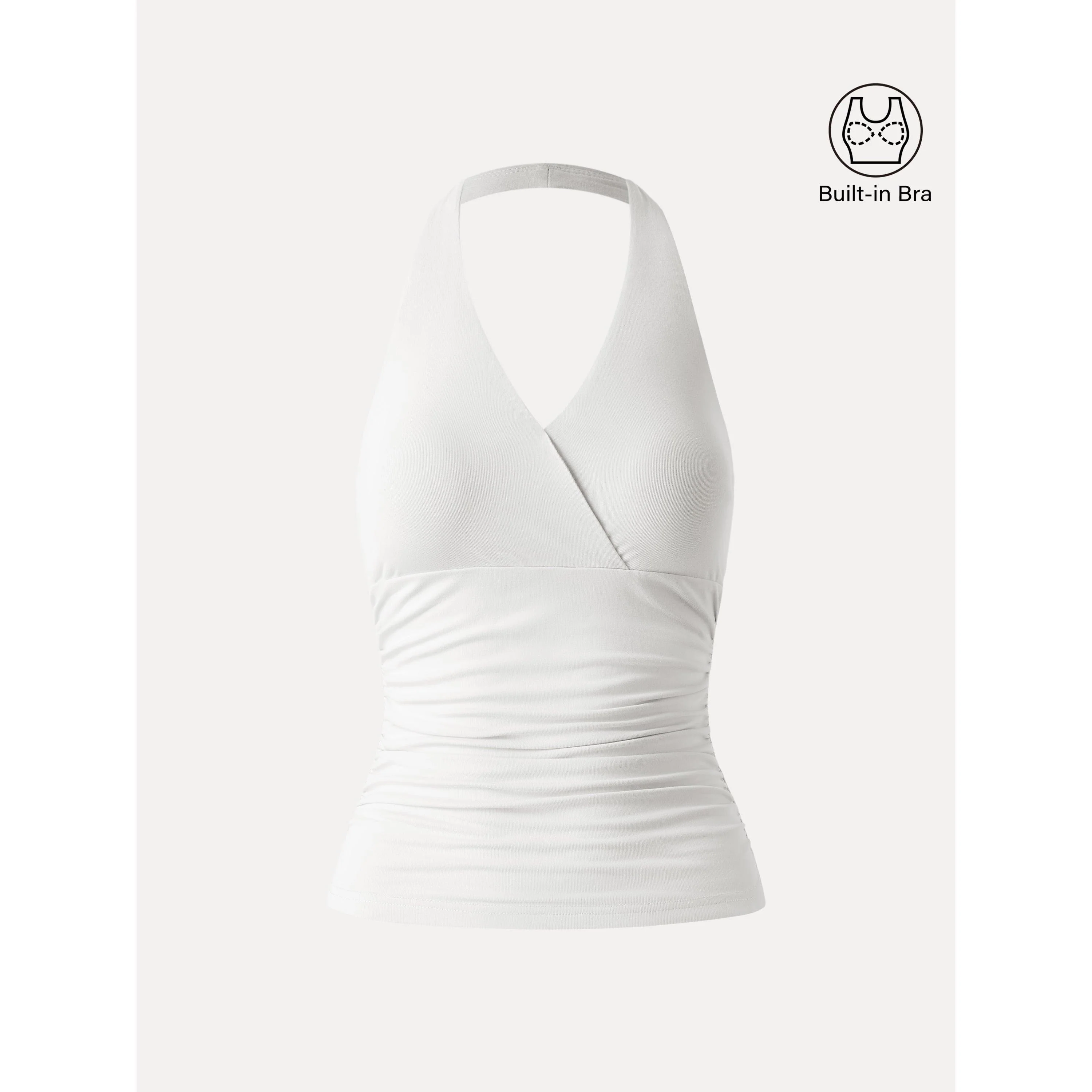 Halter Neck Side Gathered New Airy Bra Tank - Image 14