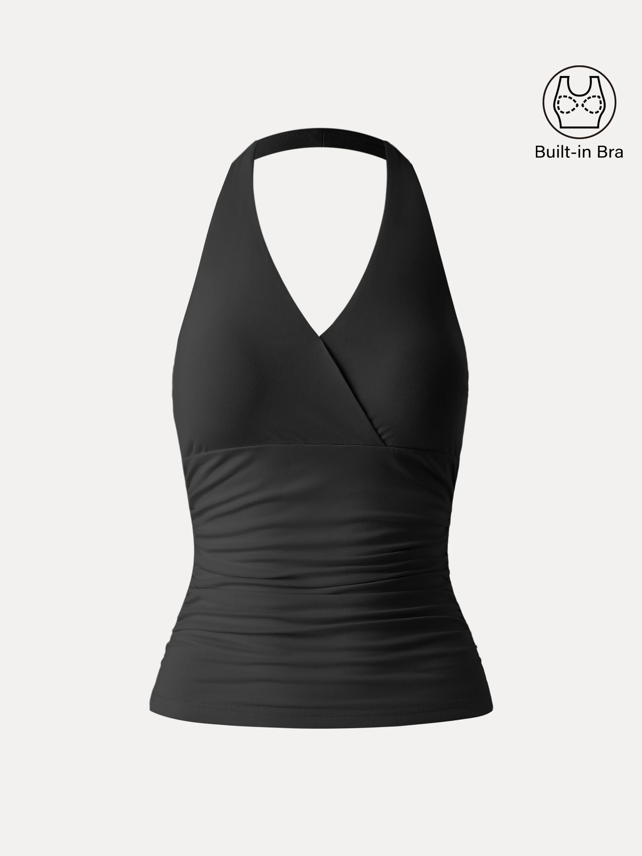Halter Neck Side Gathered New Airy Bra Tank - Image 16