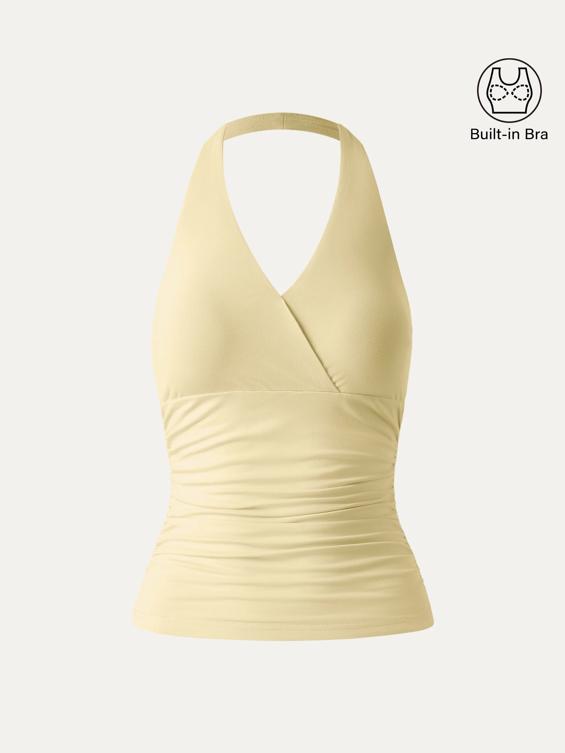 Halter Neck Side Gathered New Airy Bra Tank - Image 19