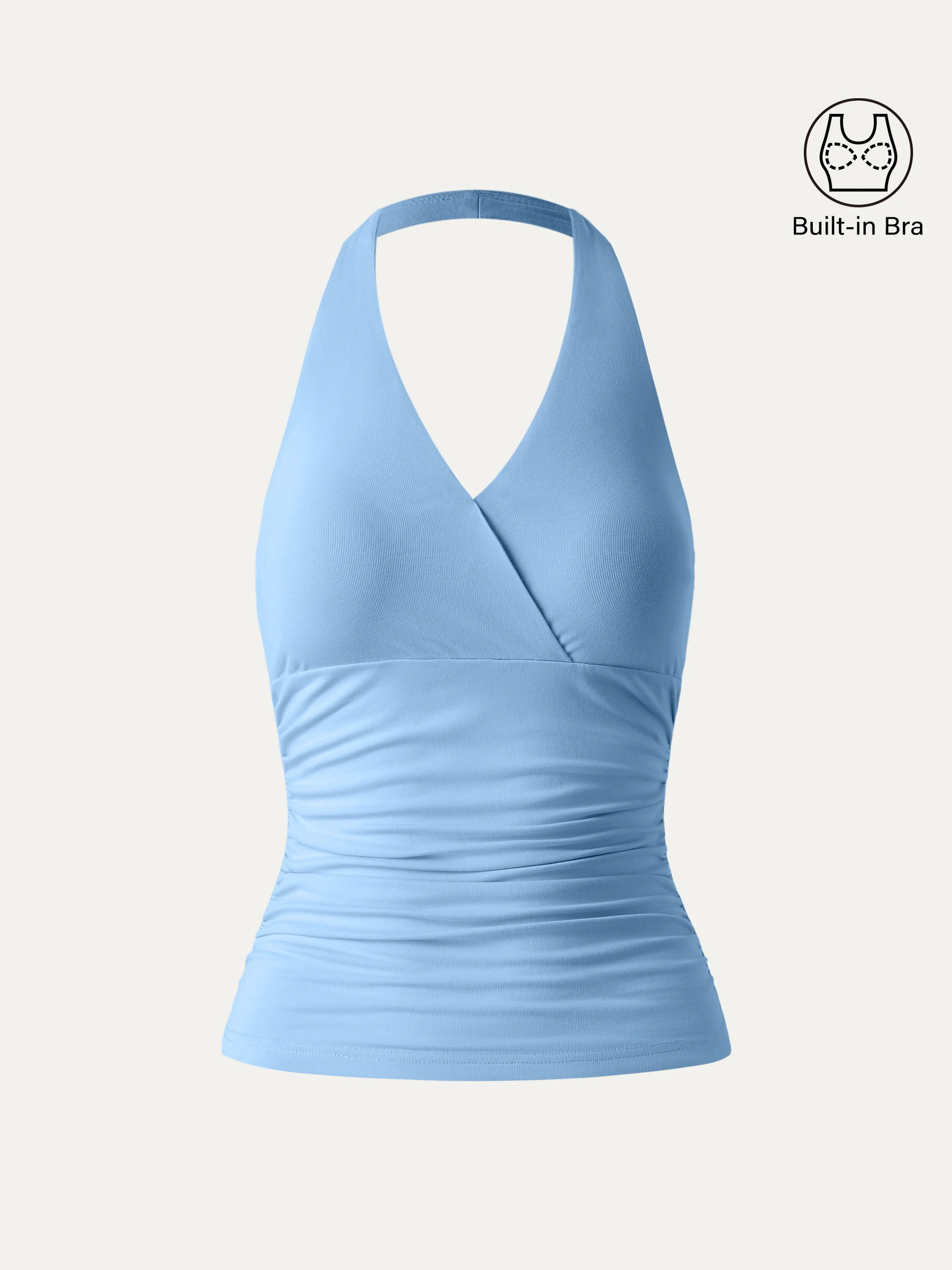 Halter Neck Side Gathered New Airy Bra Tank - Image 20