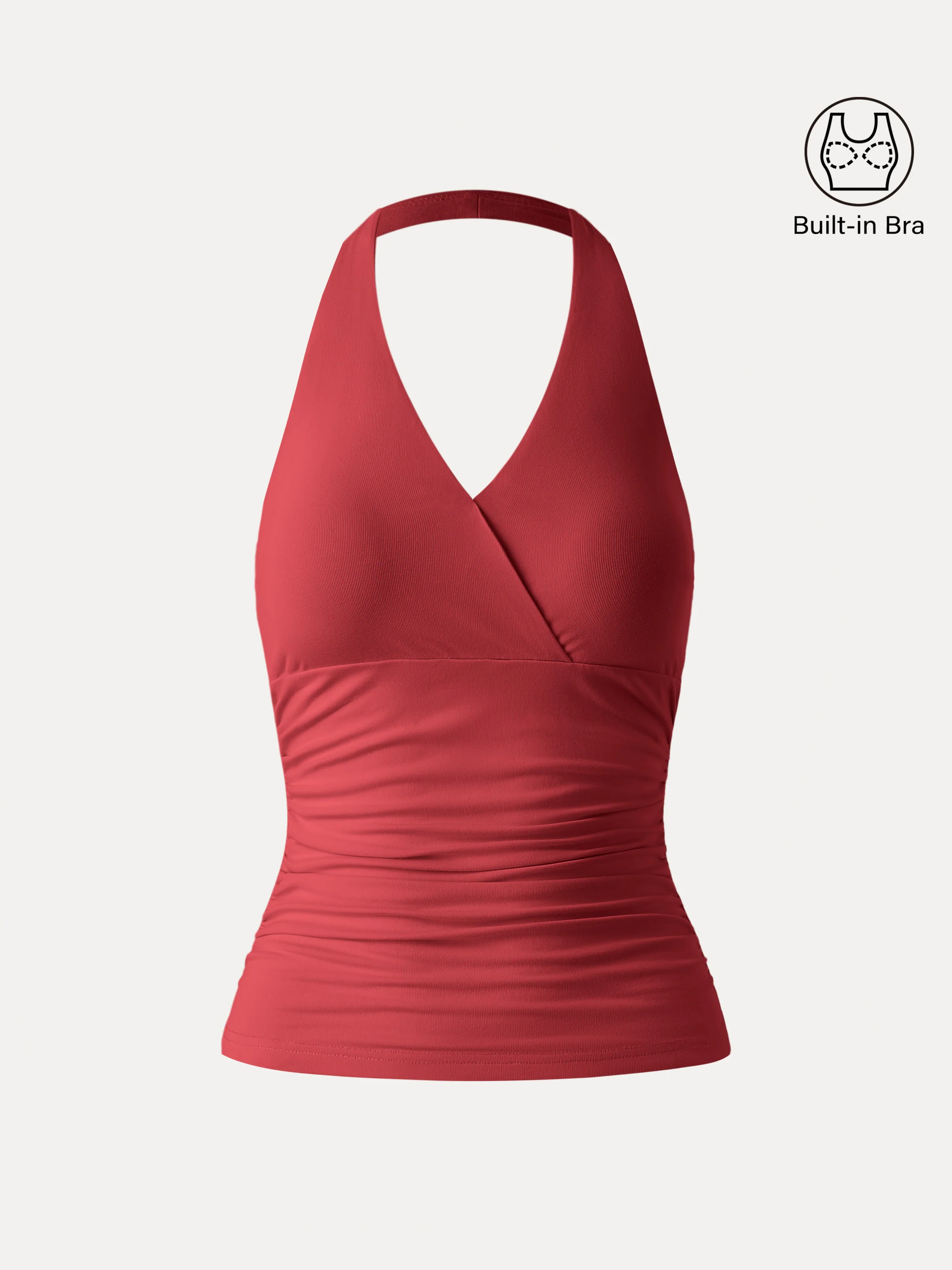 Halter Neck Side Gathered New Airy Bra Tank - Image 21