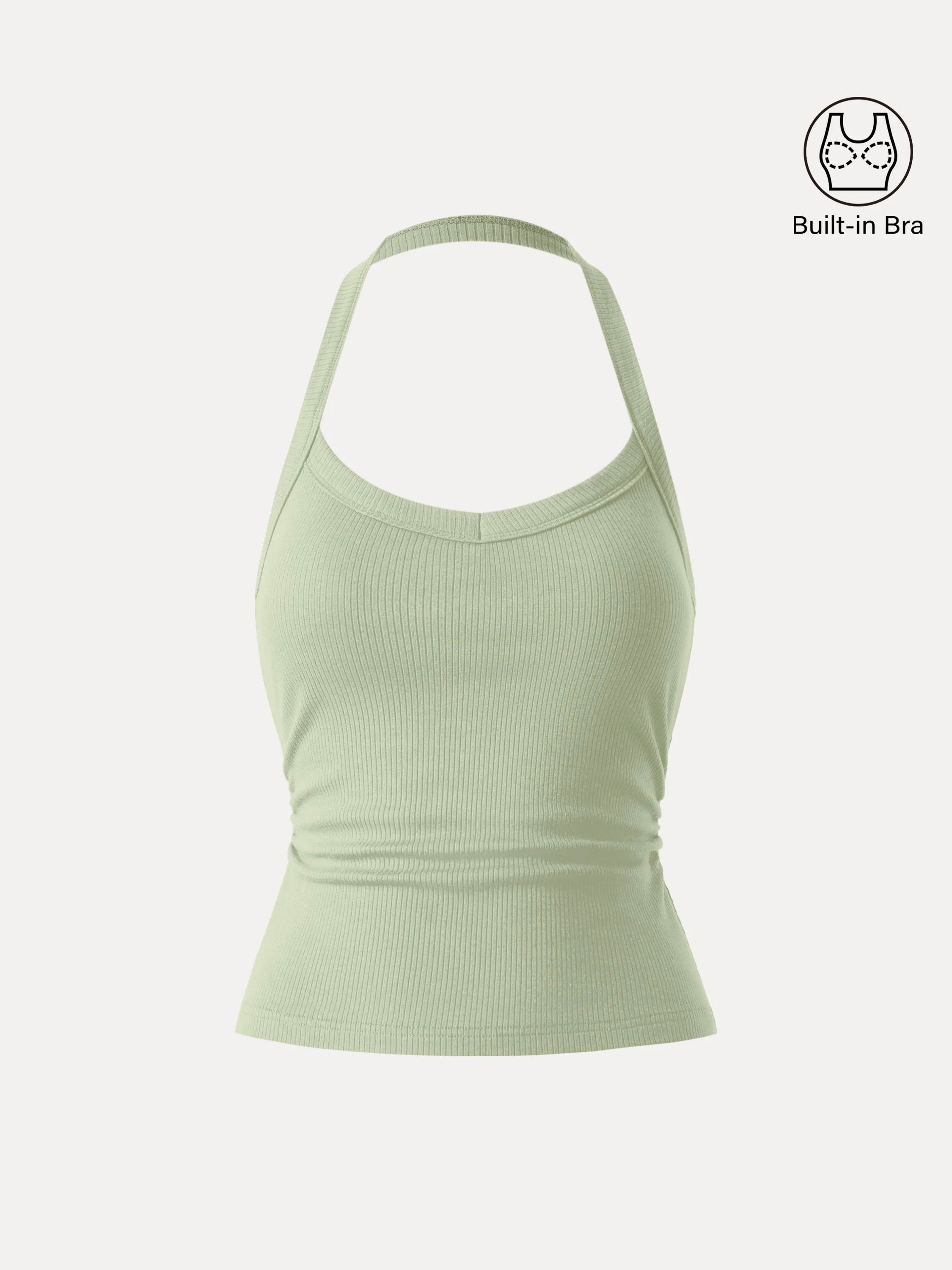 Halter Neck Side Ruched Ribbed Bra Tank - Image 11