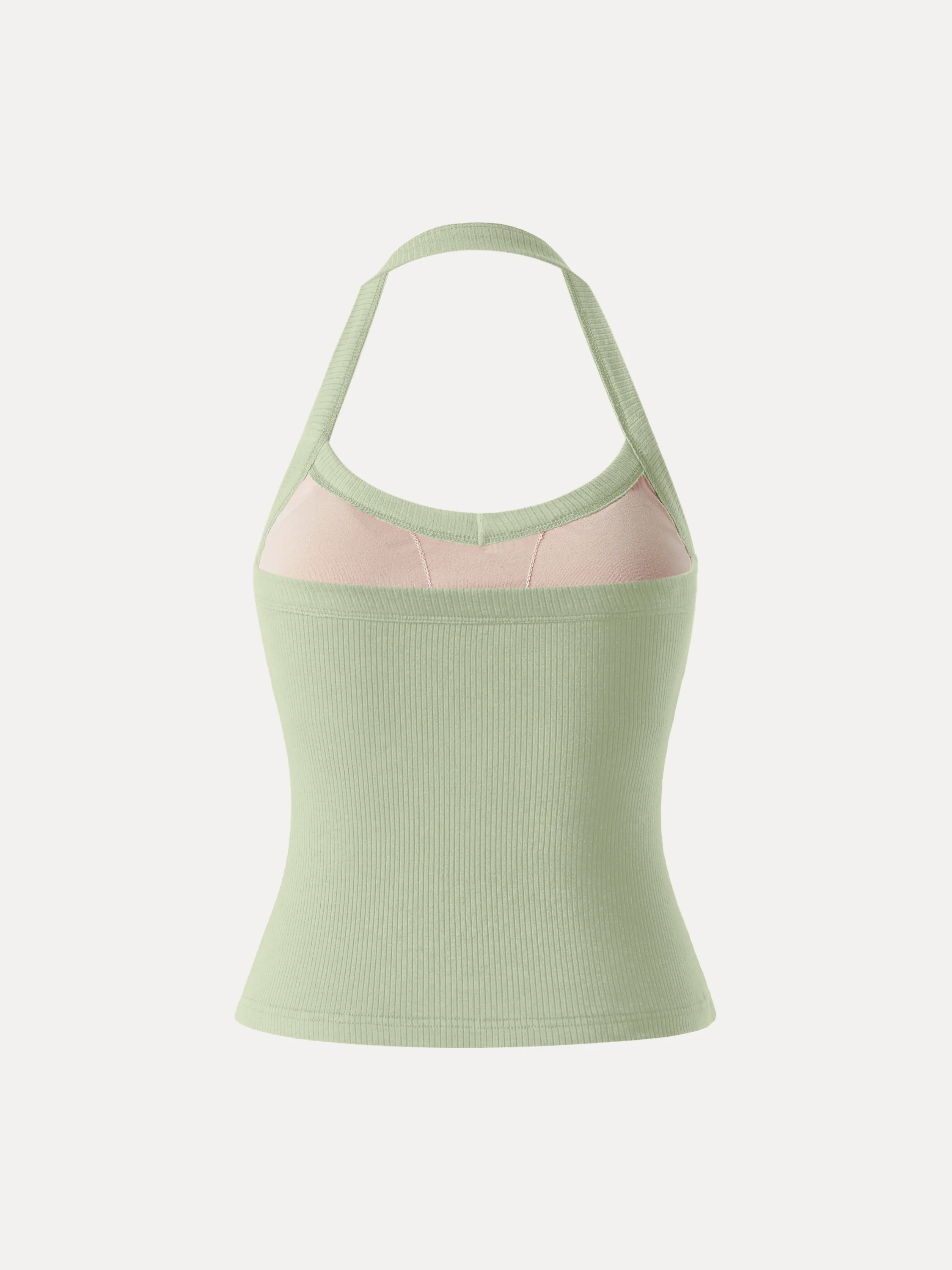 Halter Neck Side Ruched Ribbed Bra Tank - Image 12