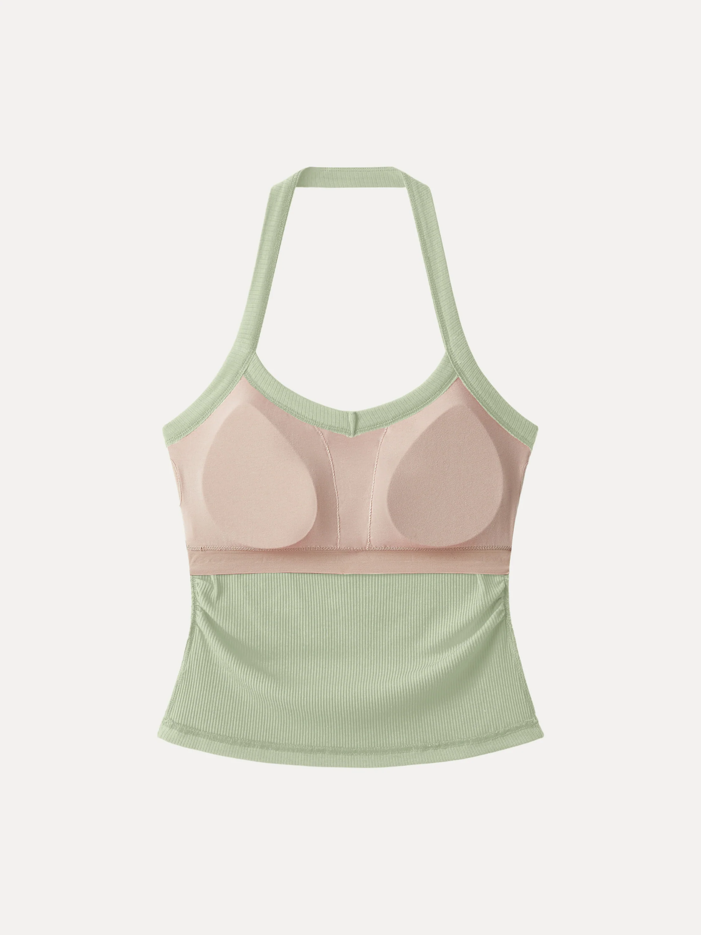 Halter Neck Side Ruched Ribbed Bra Tank - Image 13
