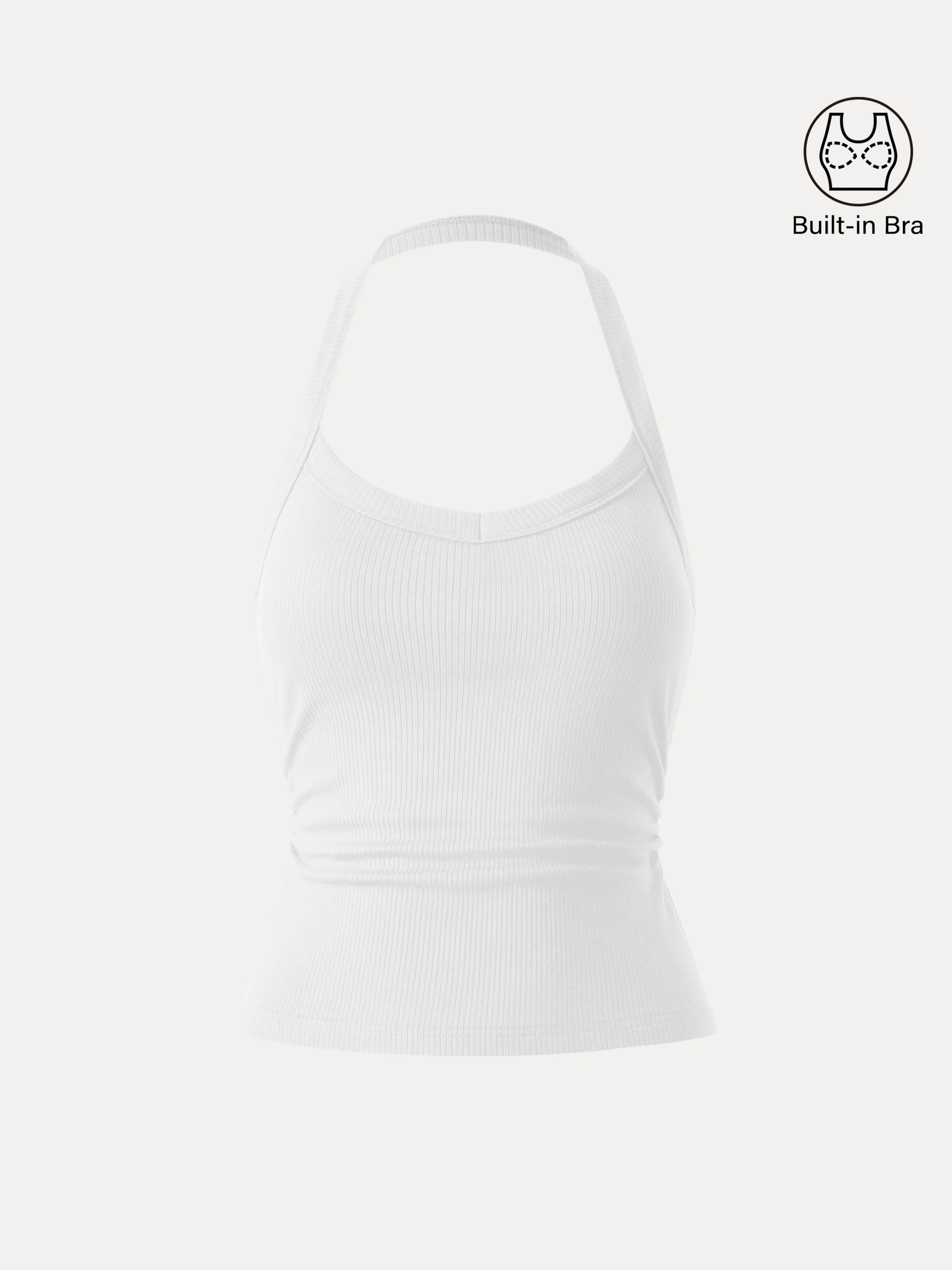 Halter Neck Side Ruched Ribbed Bra Tank - Image 15