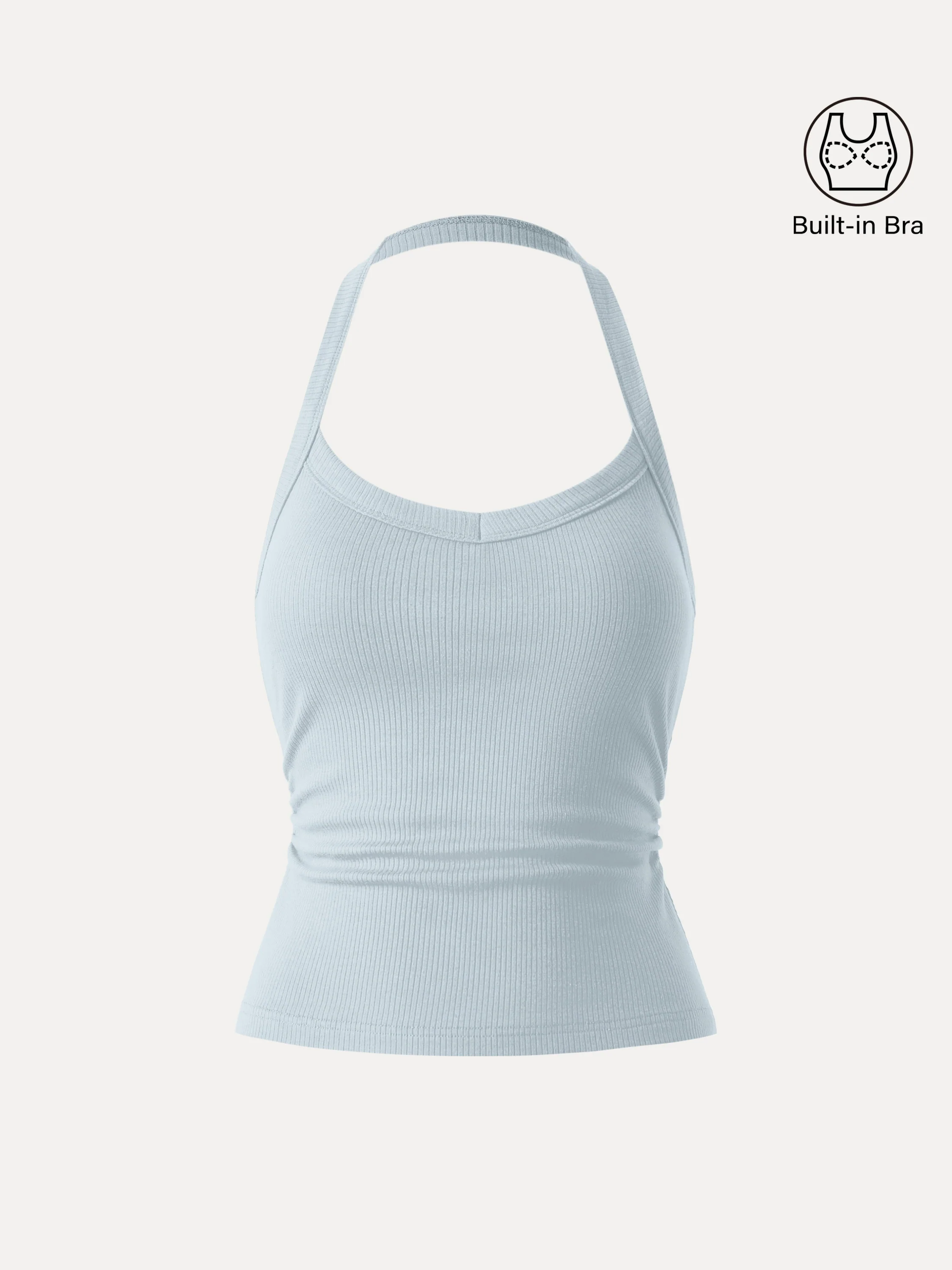 Halter Neck Side Ruched Ribbed Bra Tank - Image 5