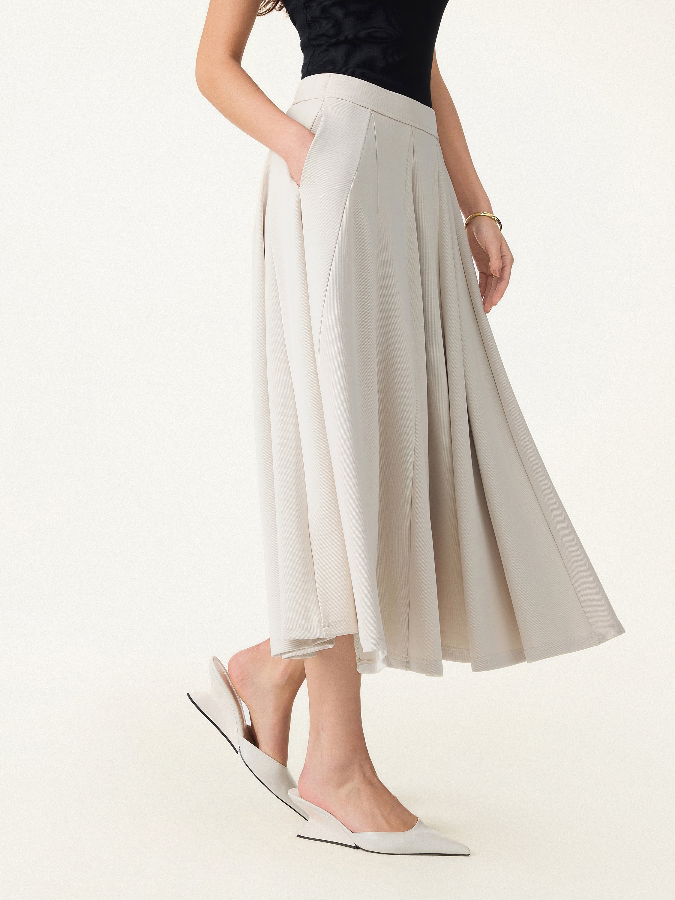 Lyocell Blend Volume Skirt with Pockets - Image 10