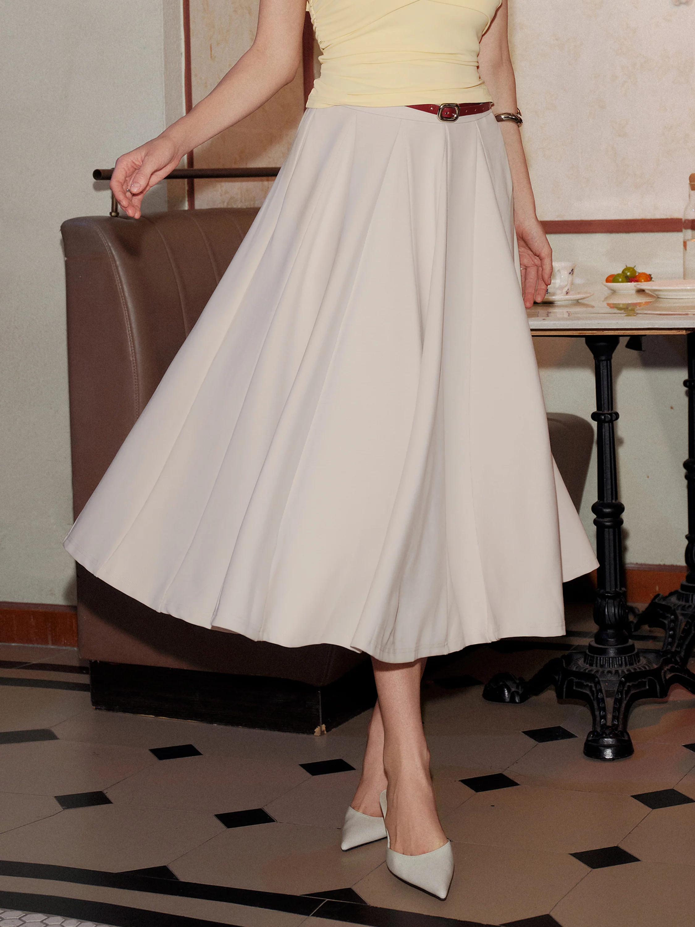 Lyocell Blend Volume Skirt with Pockets - Image 2
