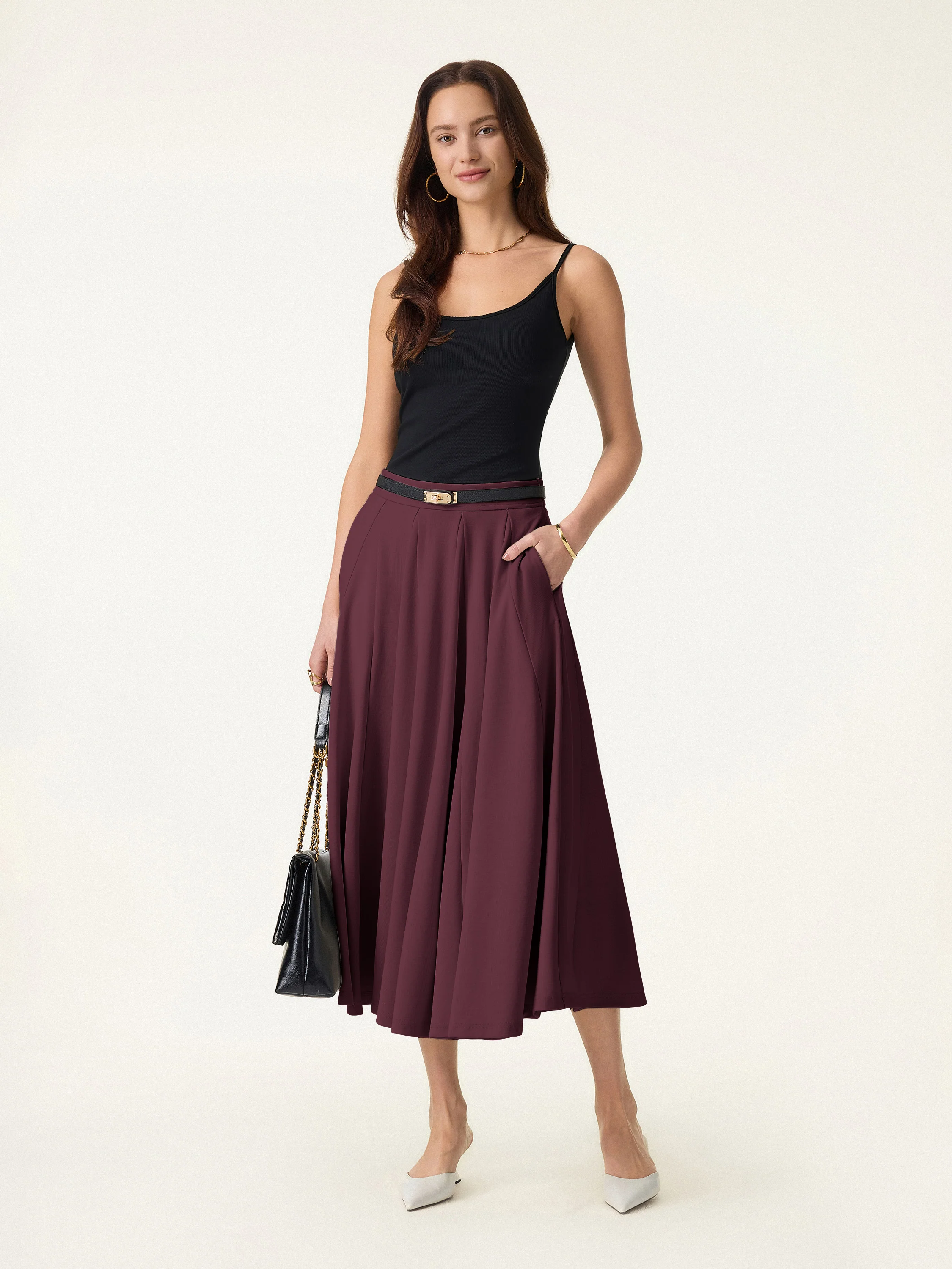 Lyocell Blend Volume Skirt with Pockets - Image 21