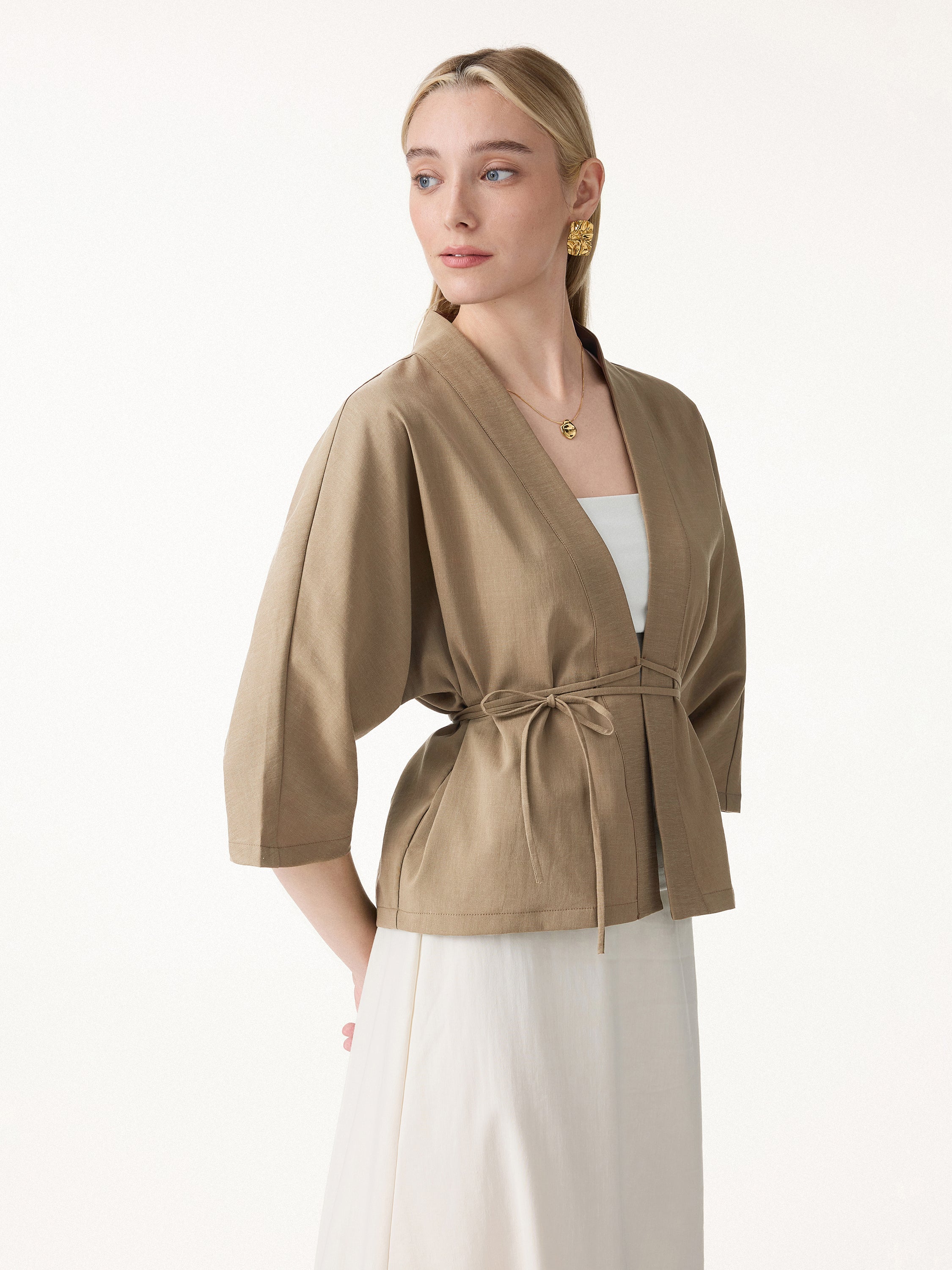 Lyocell-Linen 3/4 Sleeve Cardigan - Image 12