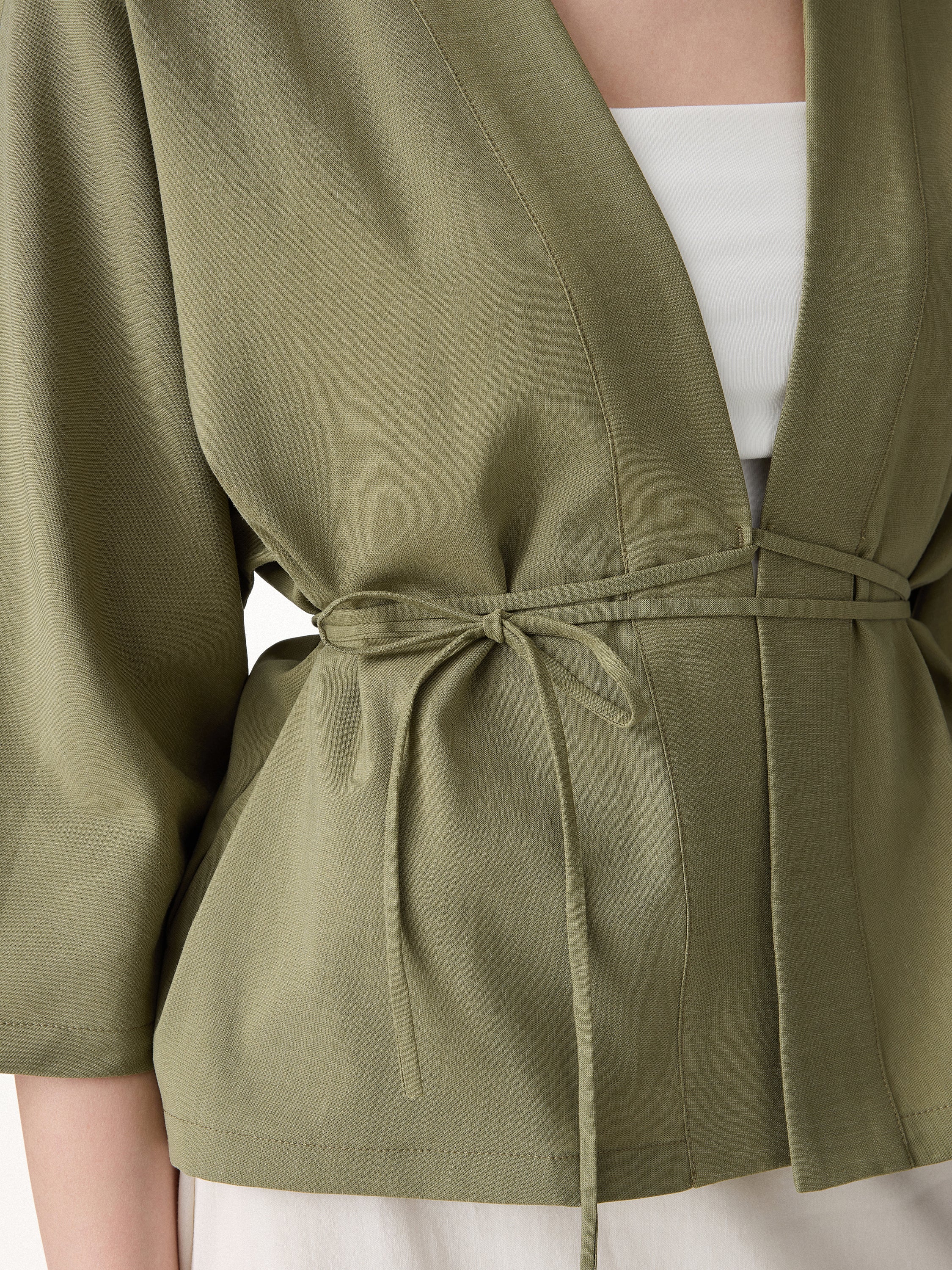 Lyocell-Linen 3/4 Sleeve Cardigan - Image 4