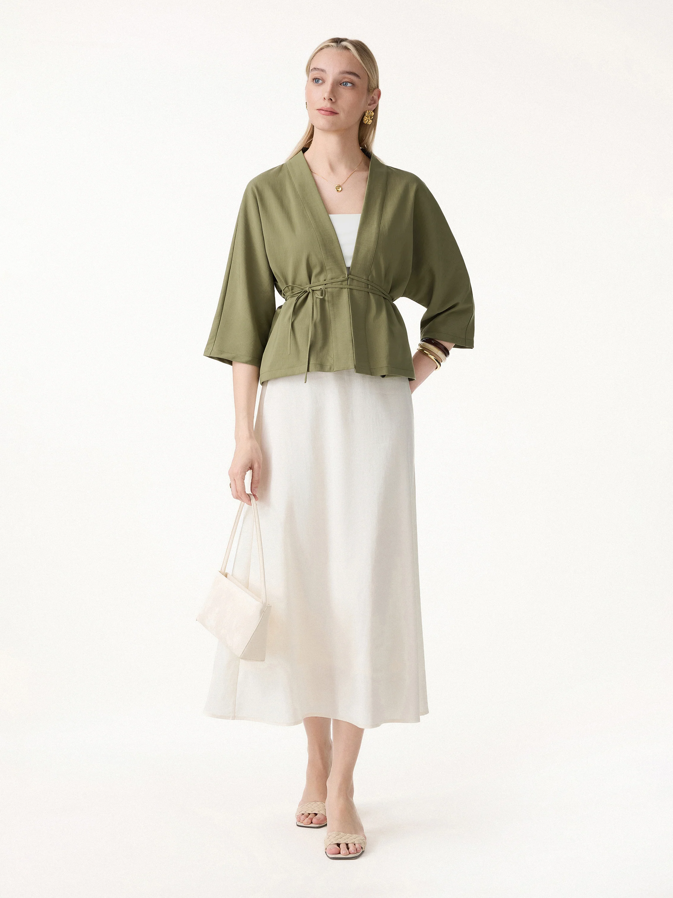 Lyocell-Linen 3/4 Sleeve Cardigan - Image 7