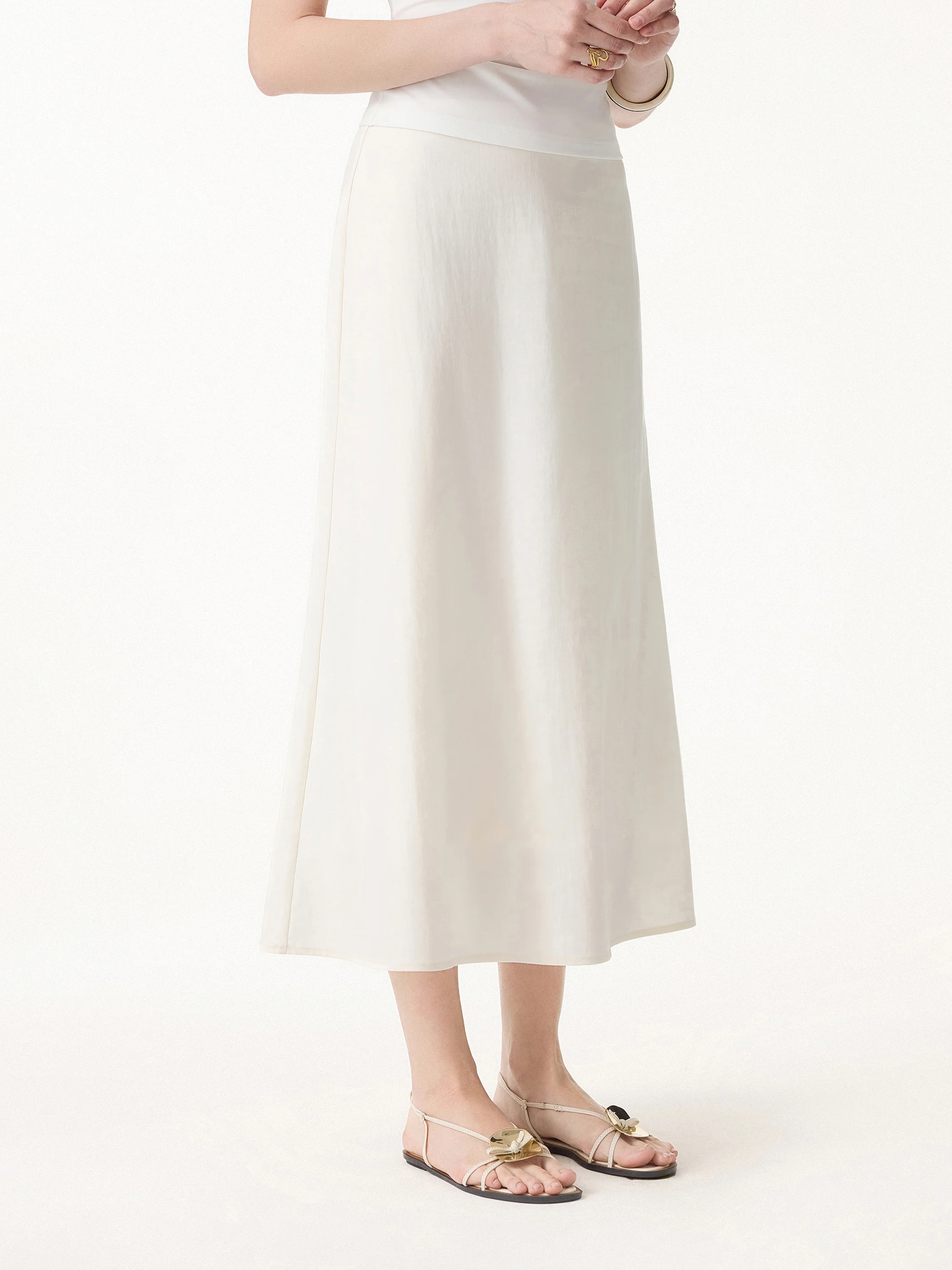 Lyocell-Linen Blend Maxi Flared Pull-On Skirt - Image 4