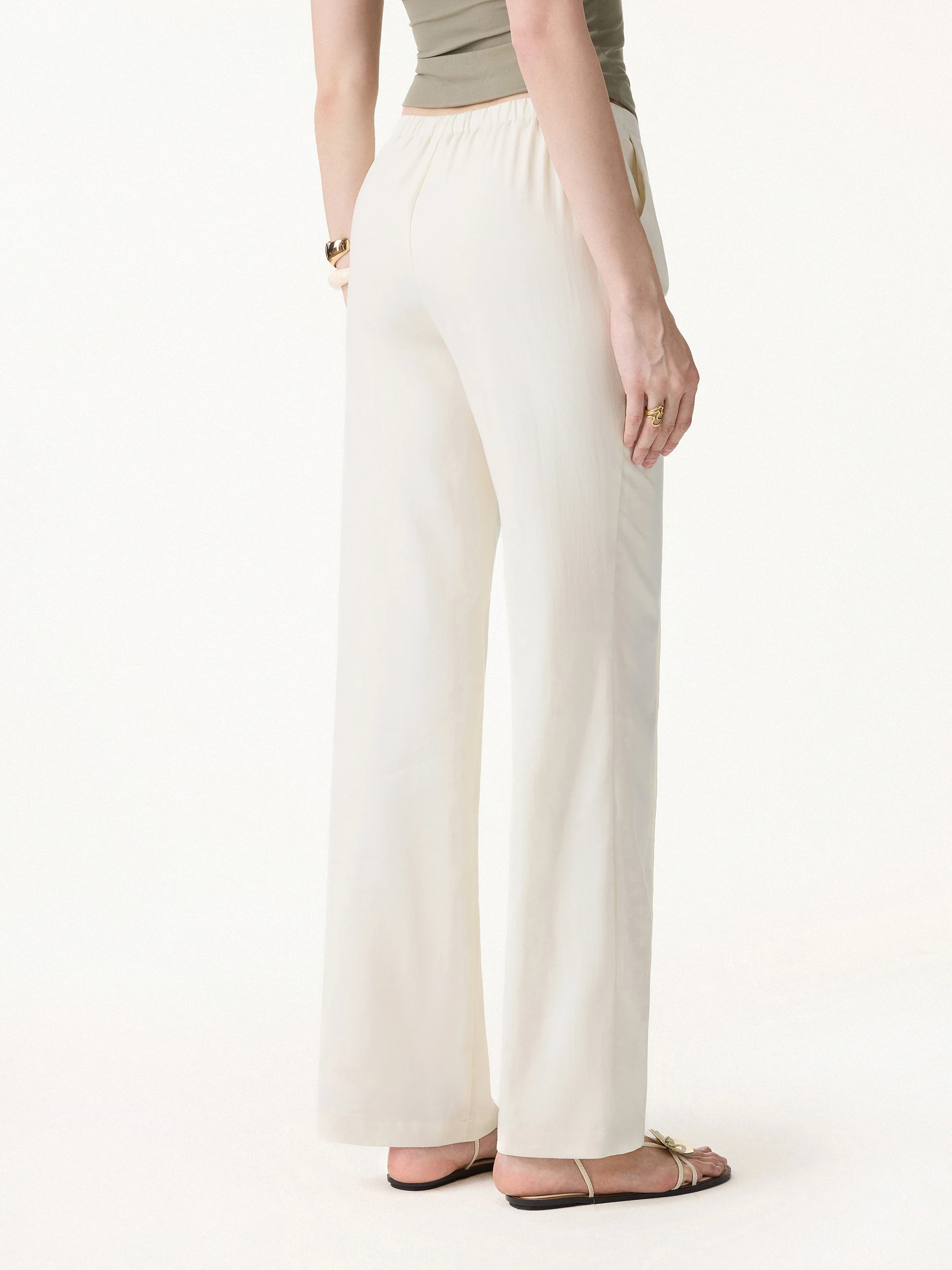 Lyocell-Linen Pintuck Wide Leg Vacay Pants - Image 8