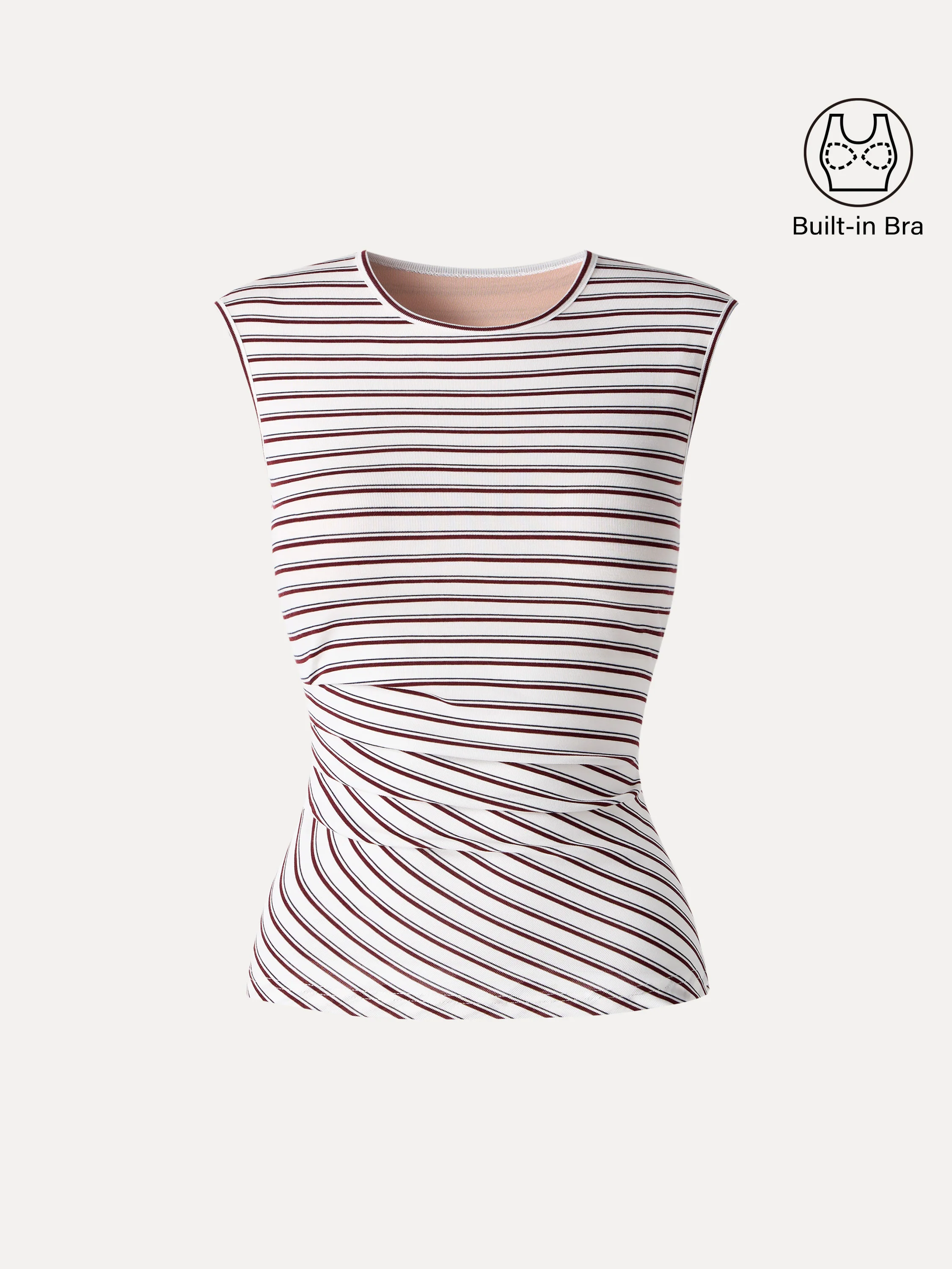 Lyocell Striped Tucked Sleeveless Bra Top - Image 11