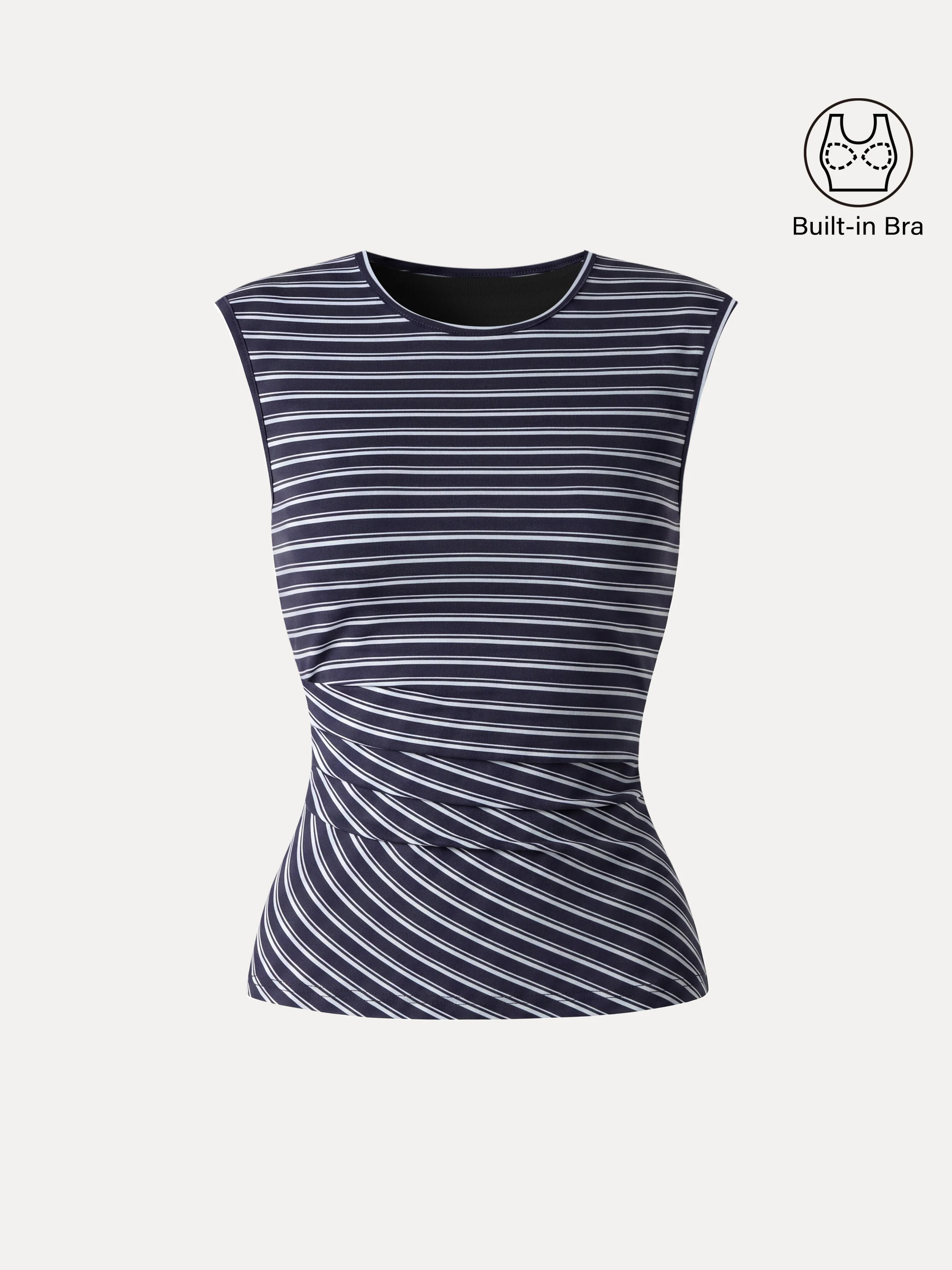 Lyocell Striped Tucked Sleeveless Bra Top - Image 12