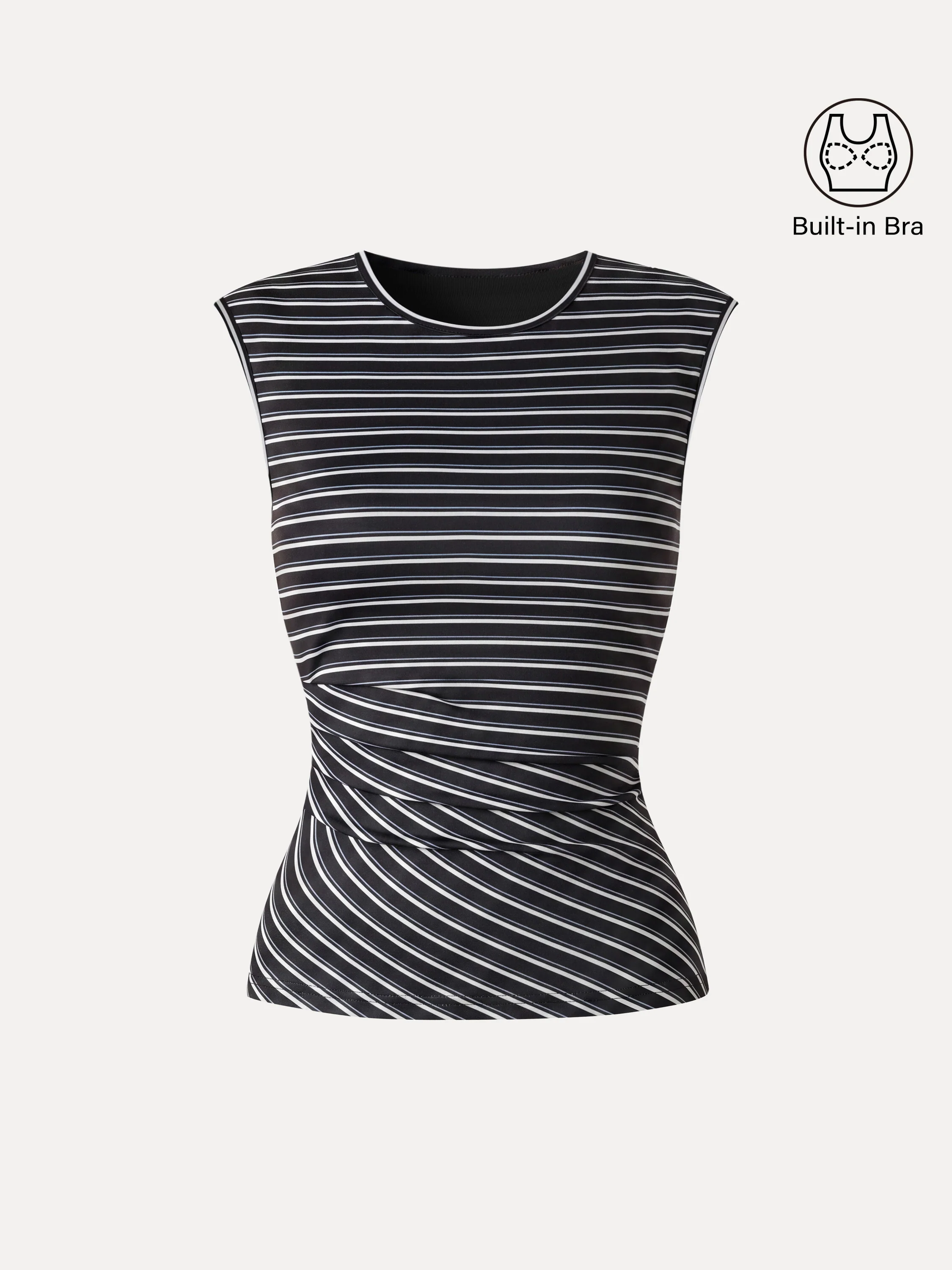 Lyocell Striped Tucked Sleeveless Bra Top - Image 13