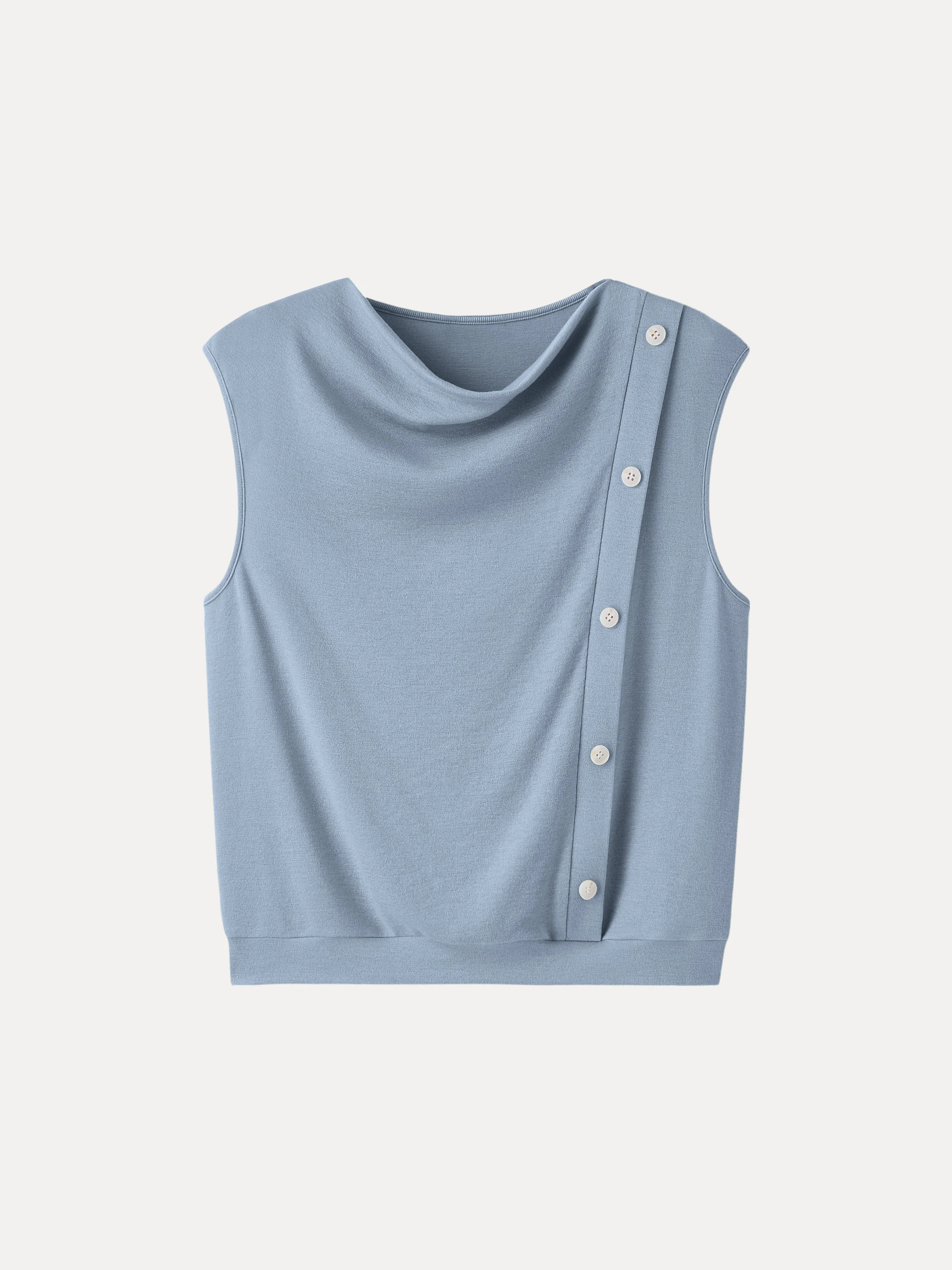 Lyocell Wool Cowl Neck Top with Banded Hem - Image 2