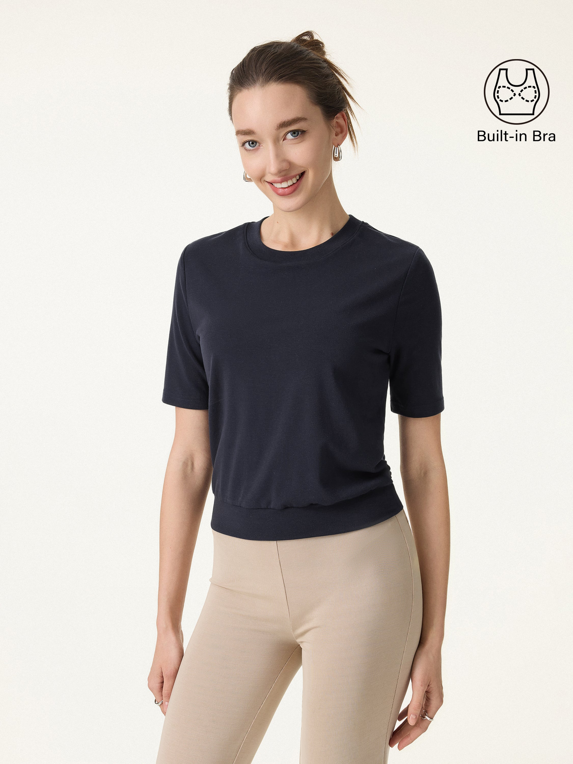 Lyocell Wool Crewneck Bra Top with Banded Hem - Image 12