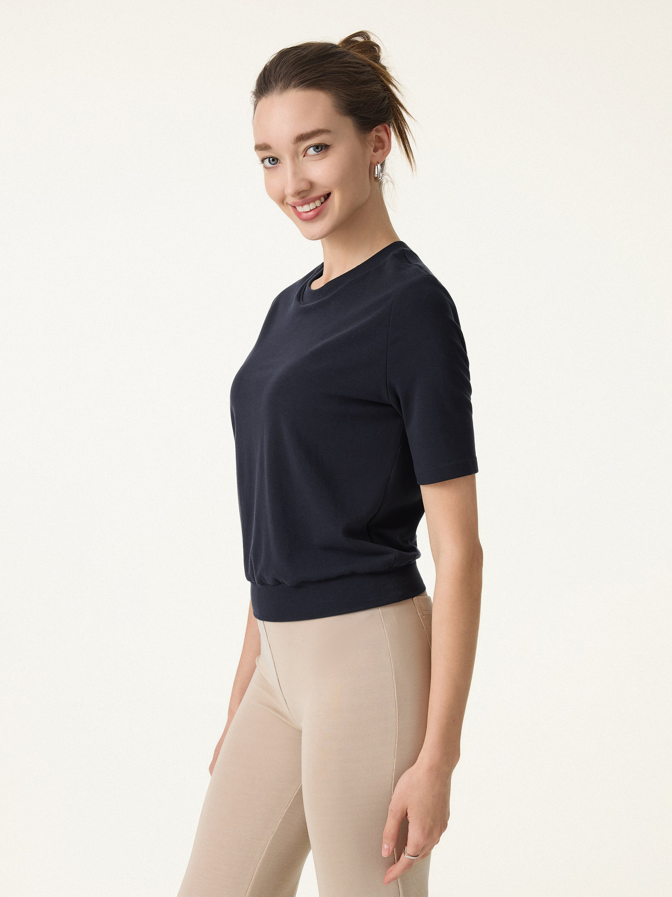 Lyocell Wool Crewneck Bra Top with Banded Hem - Image 13