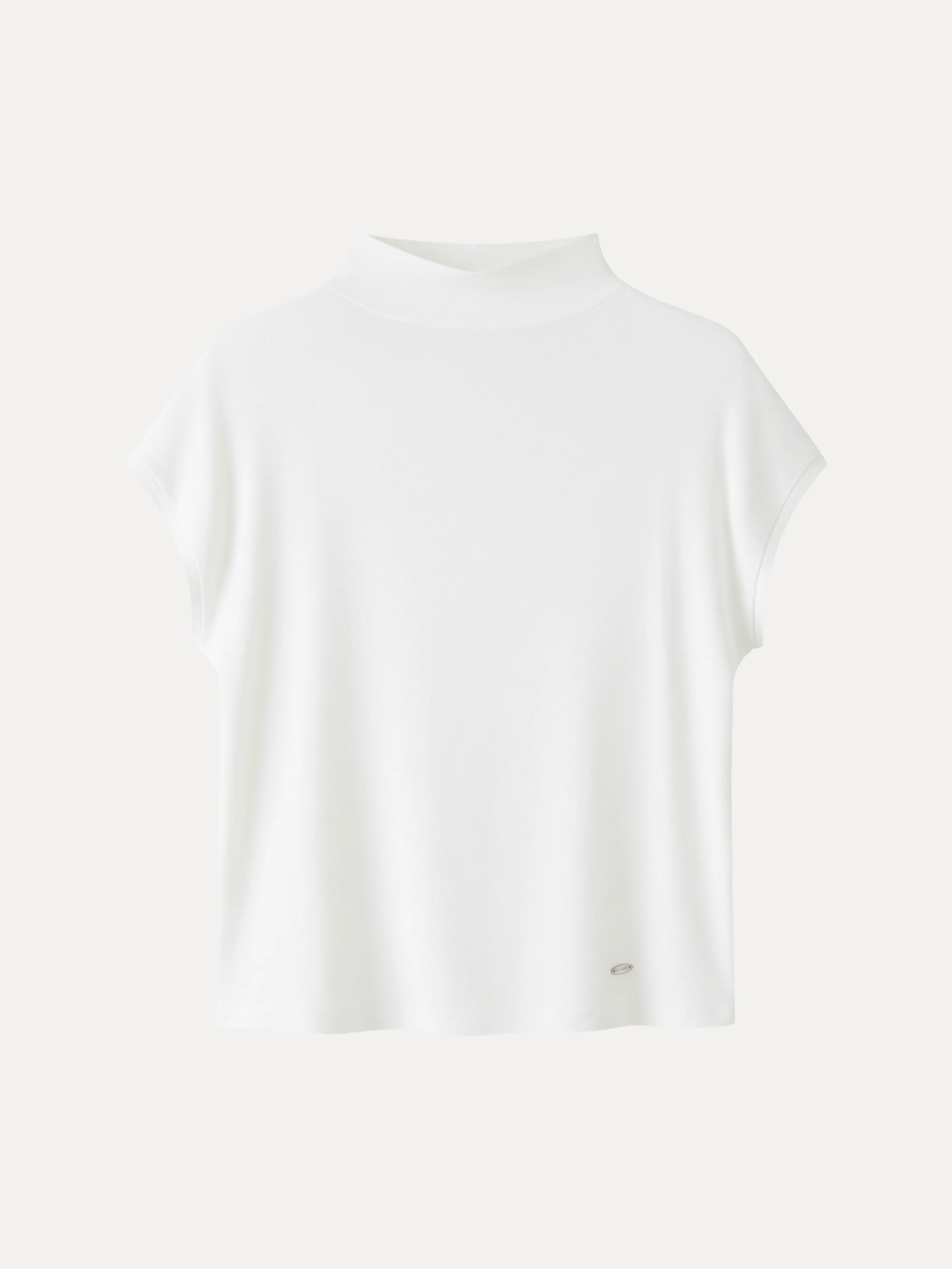 Lyocell Wool Semi-Sheer Mockneck Cap Sleeve Top - Image 2
