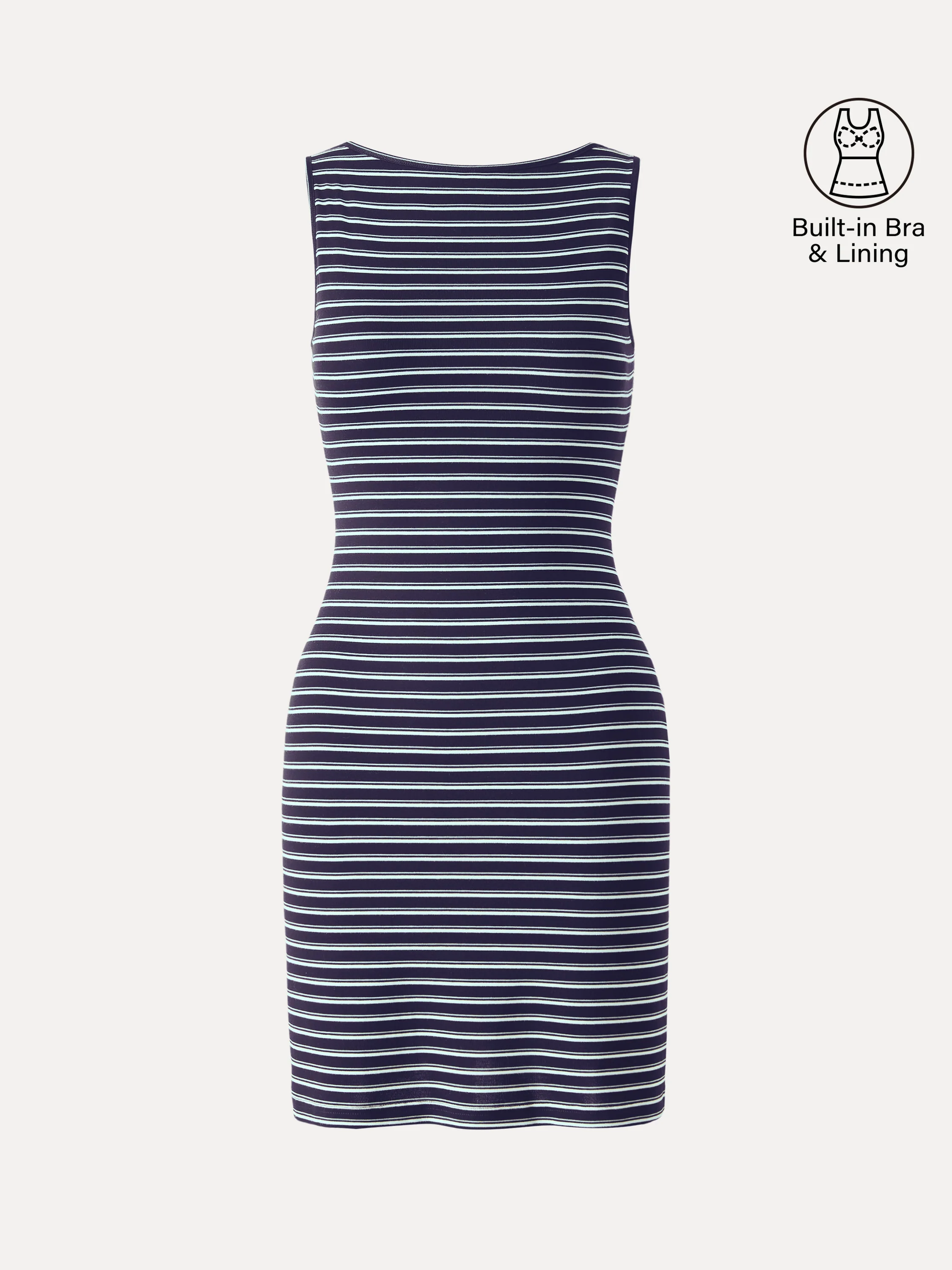 Lyocell-Wool Striped Open Back A-Line Mini Bra Dress - Image 12