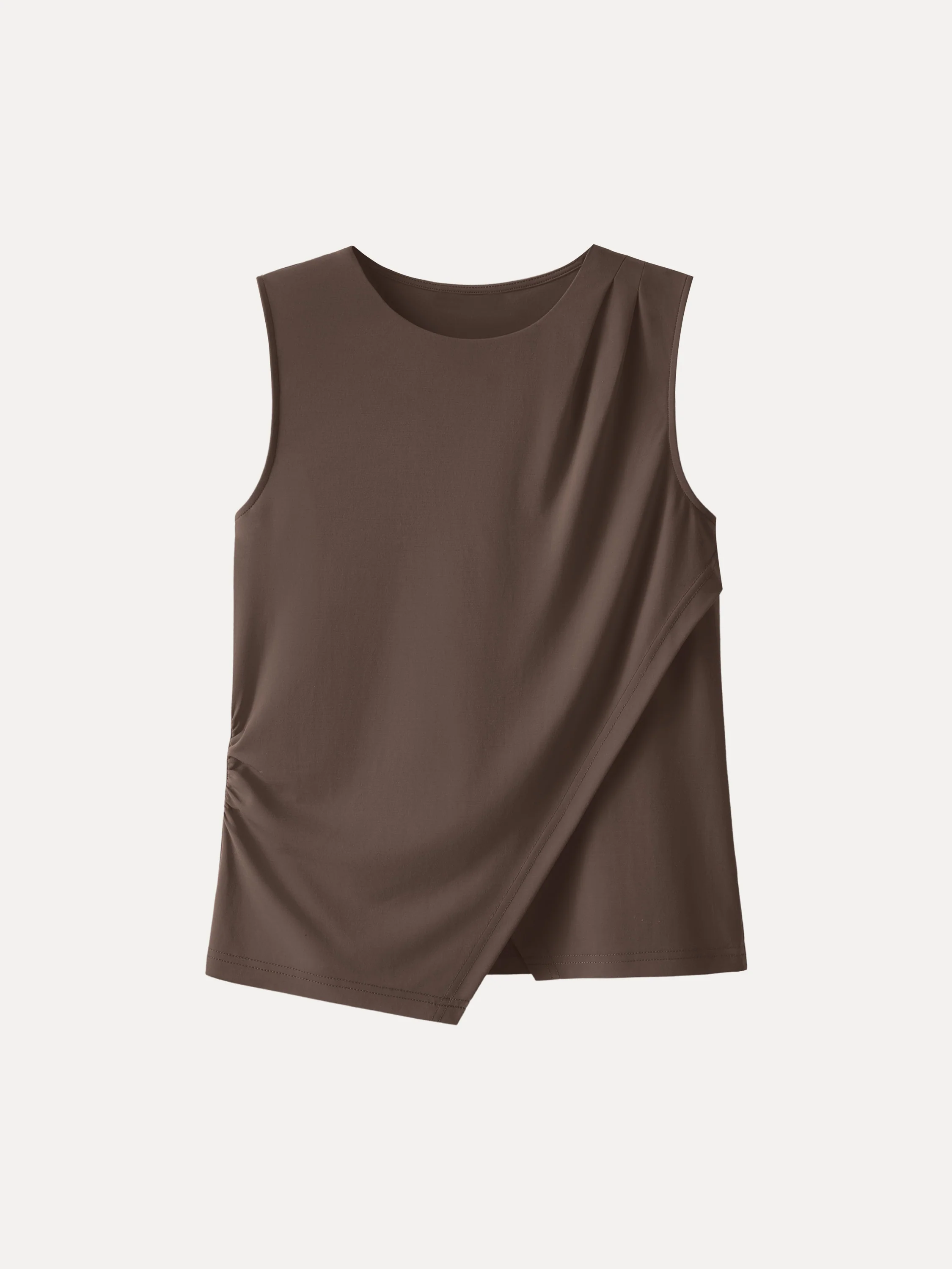 Lyocell Wool Tucked Asymmetrical Hem Top - Image 10