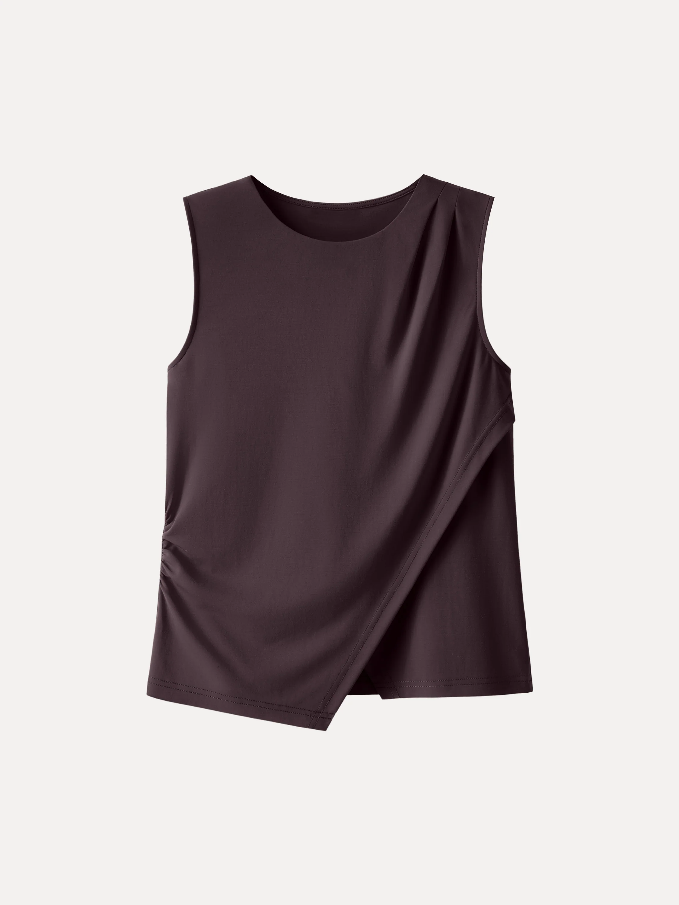 Lyocell Wool Tucked Asymmetrical Hem Top - Image 11