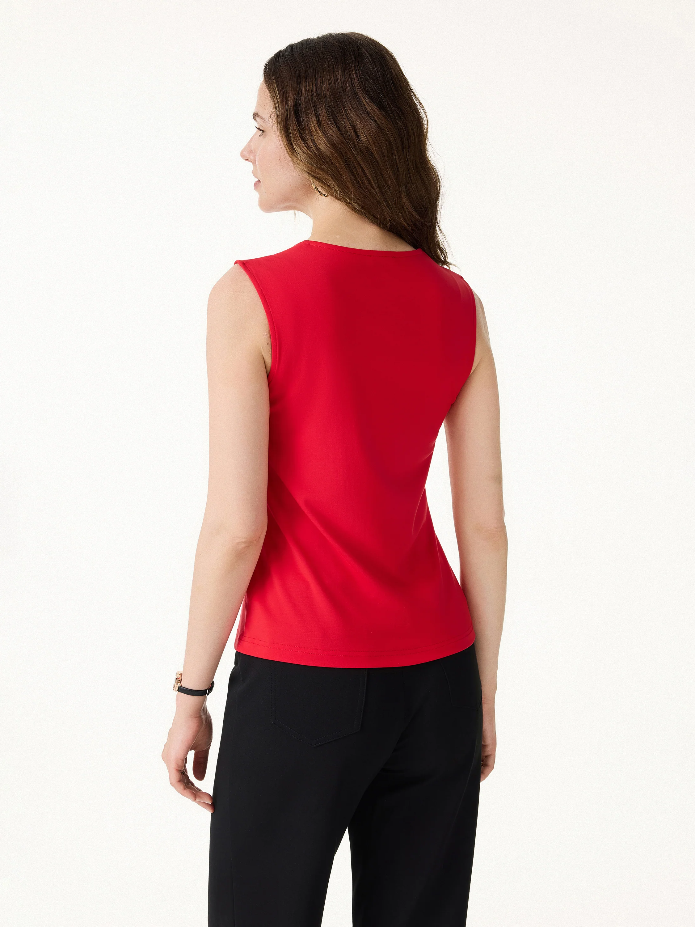 Lyocell Wool Tucked Asymmetrical Hem Top - Image 7