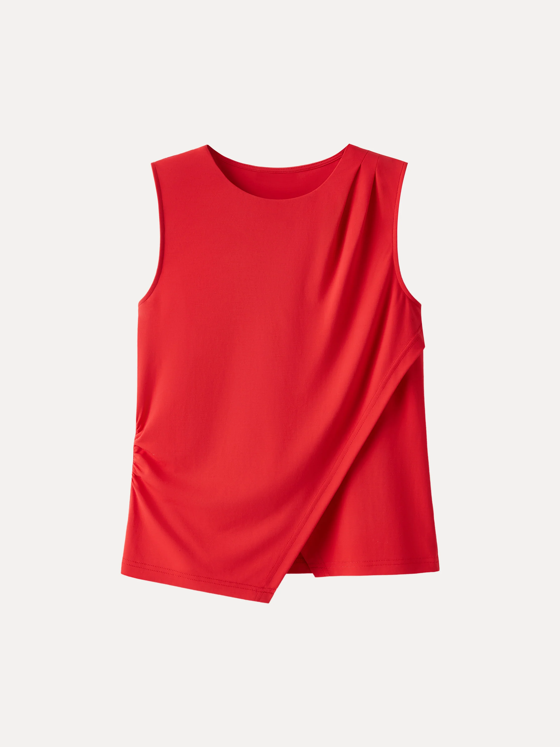 Lyocell Wool Tucked Asymmetrical Hem Top - Image 9