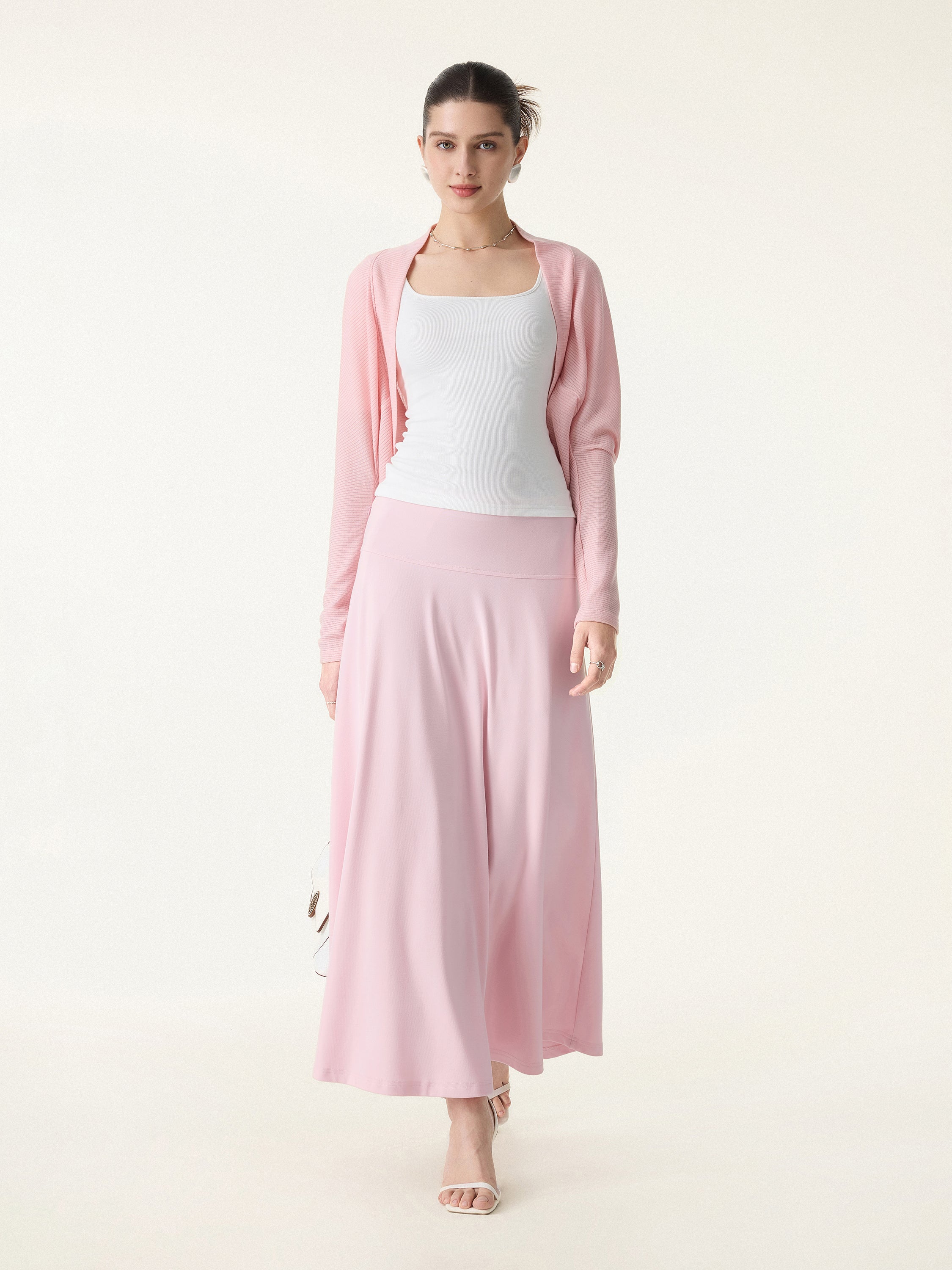 Mid Rise Flare Circle Midi Skirt with Pockets - Image 4