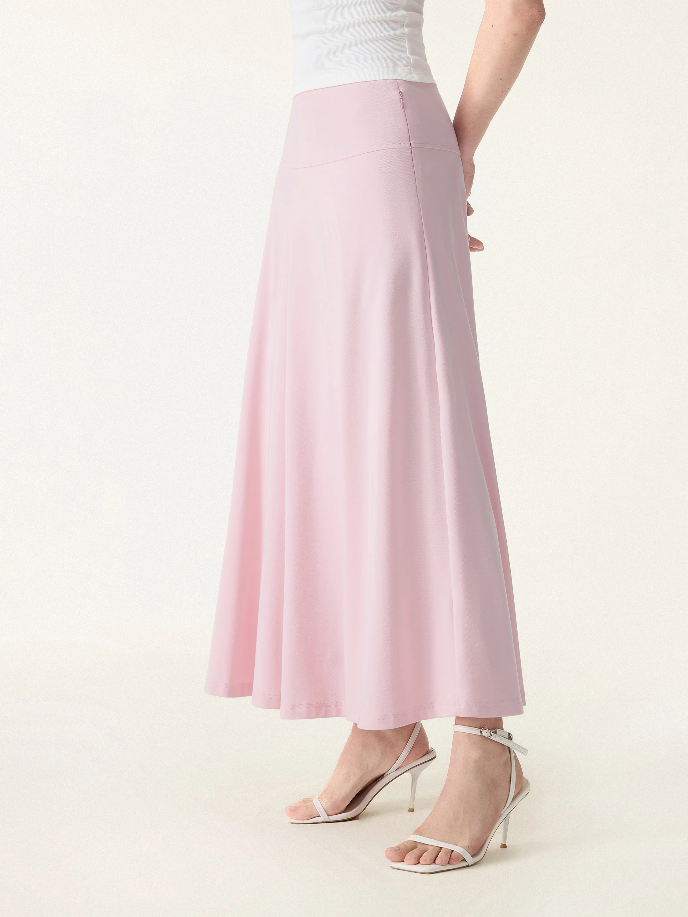 Mid Rise Flare Circle Midi Skirt with Pockets - Image 9