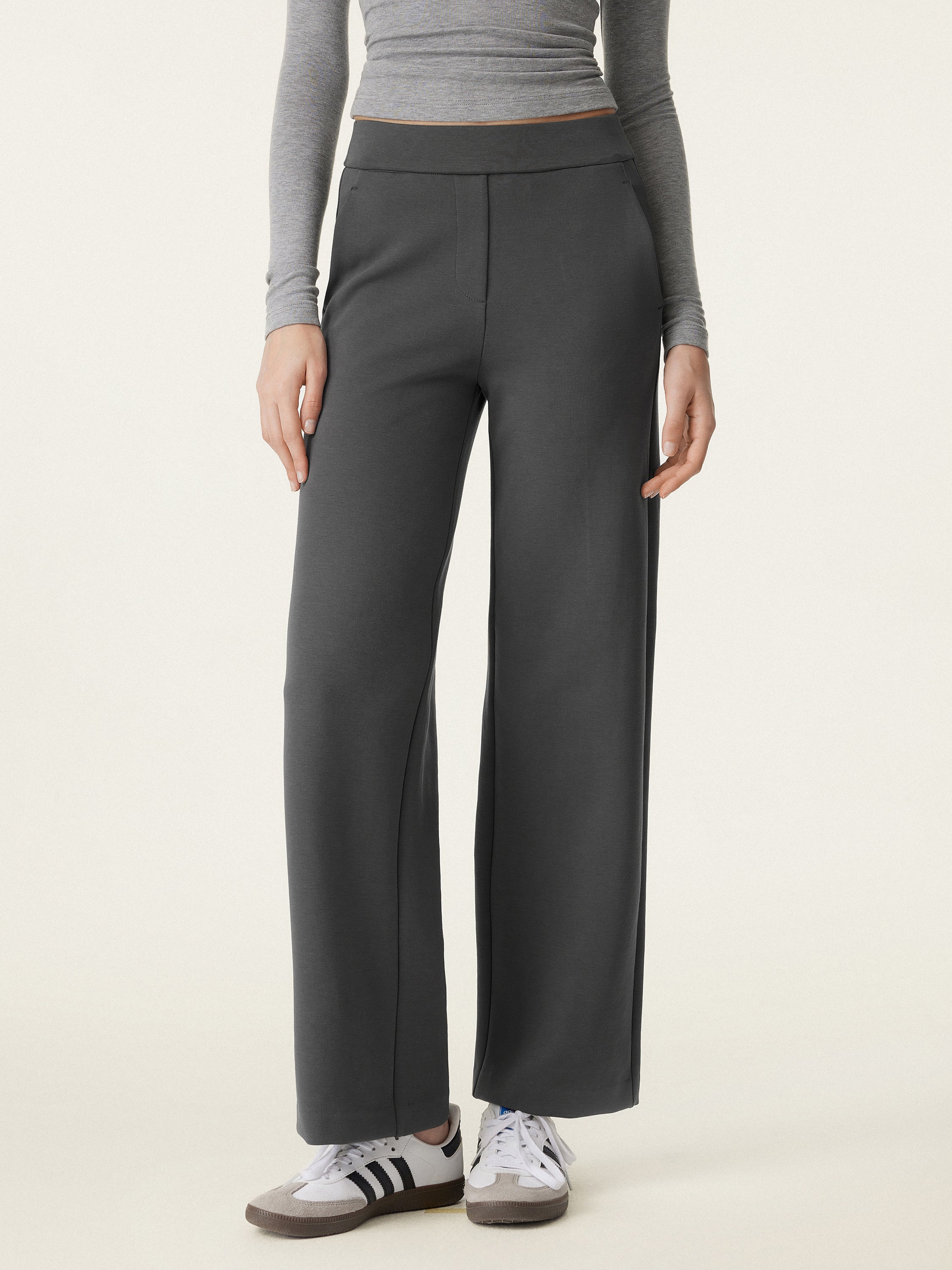 Textured Mid Rise Pull-on Straight Pant with Pockets - Image 13