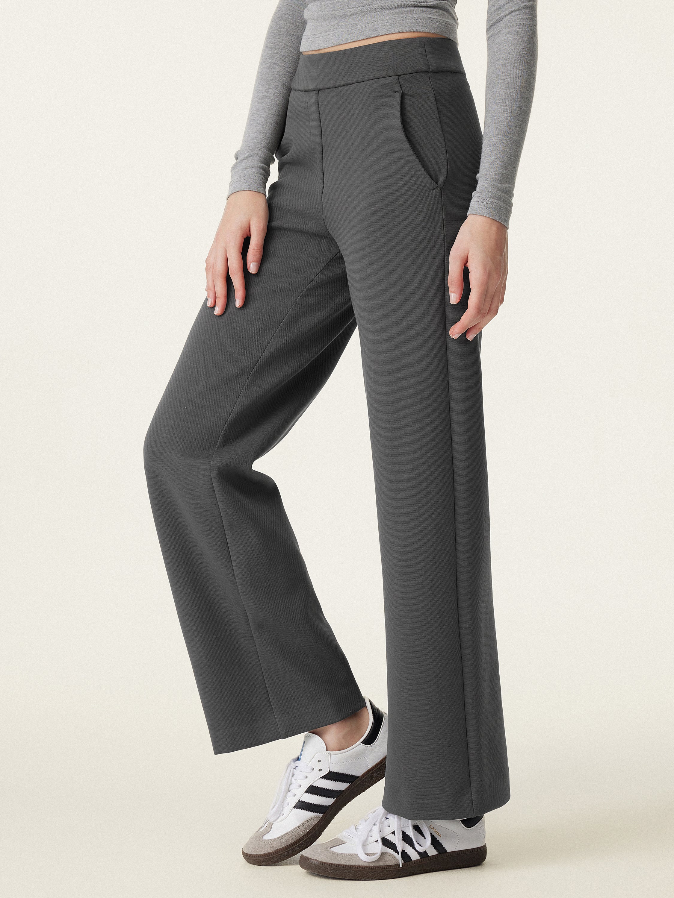 Textured Mid Rise Pull-on Straight Pant with Pockets - Image 22