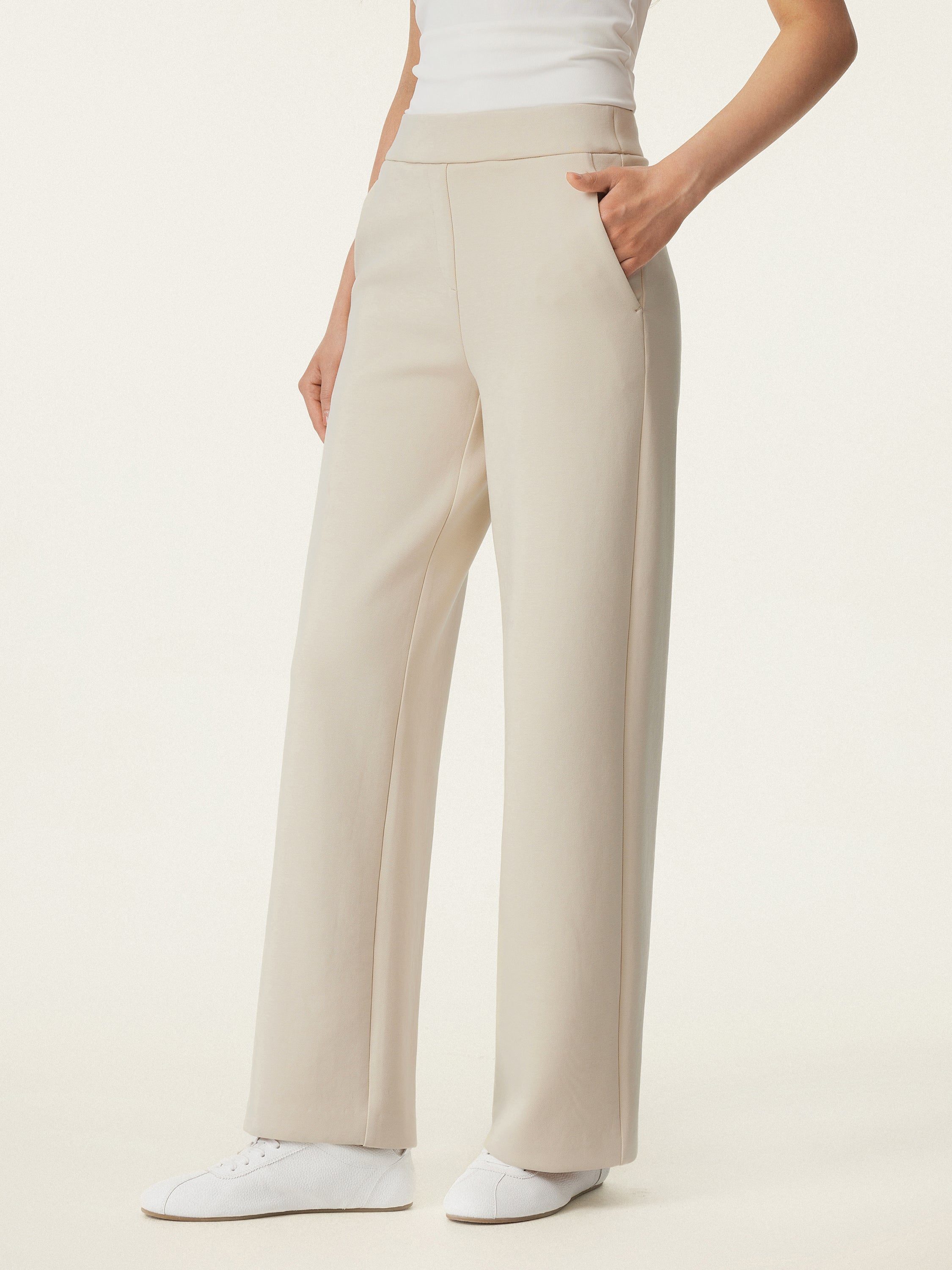 Textured Mid Rise Pull-on Straight Pant with Pockets - Image 5
