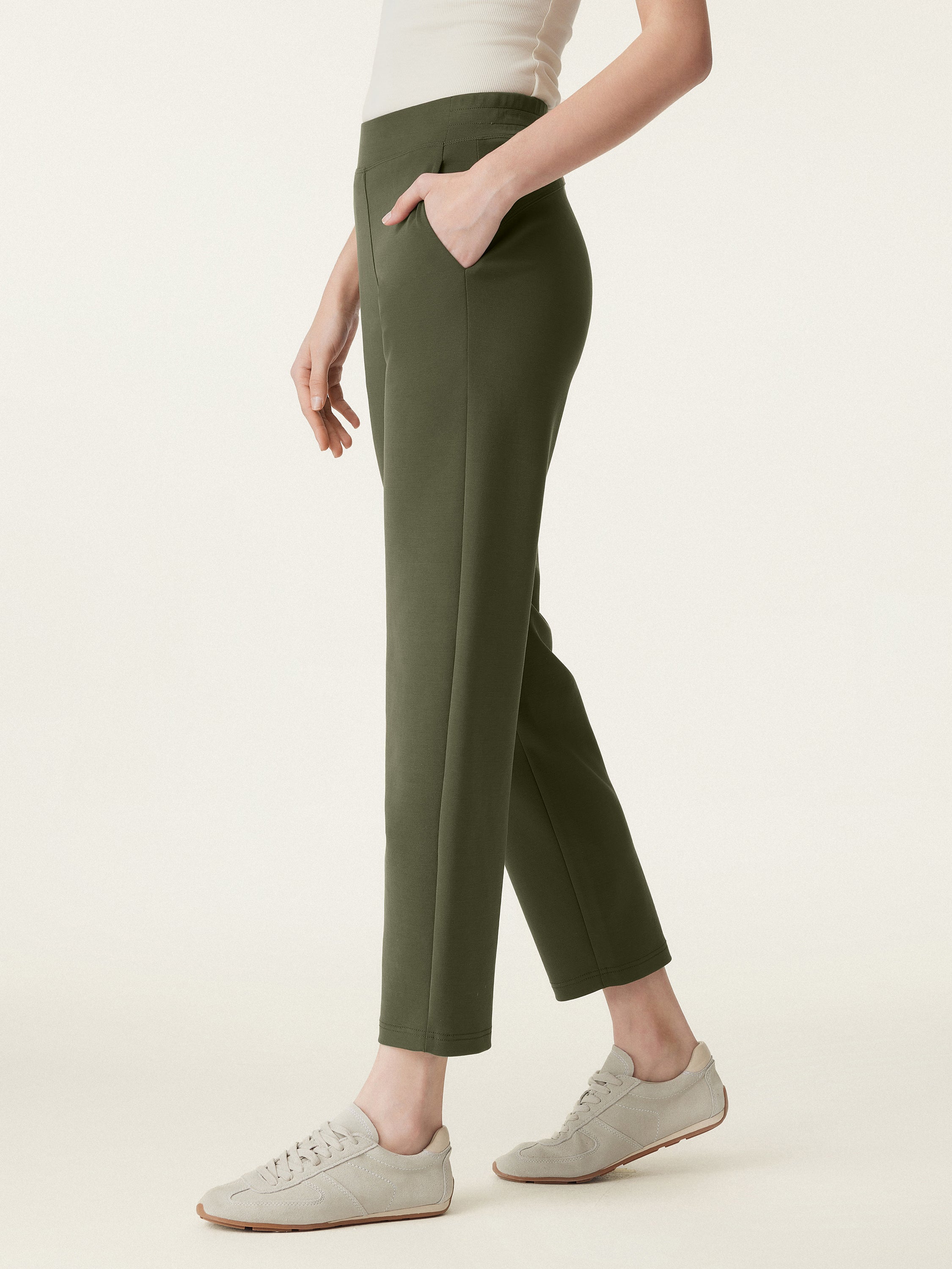 Mid Rise Pull-on Tapered Pants with Pockets - Image 15