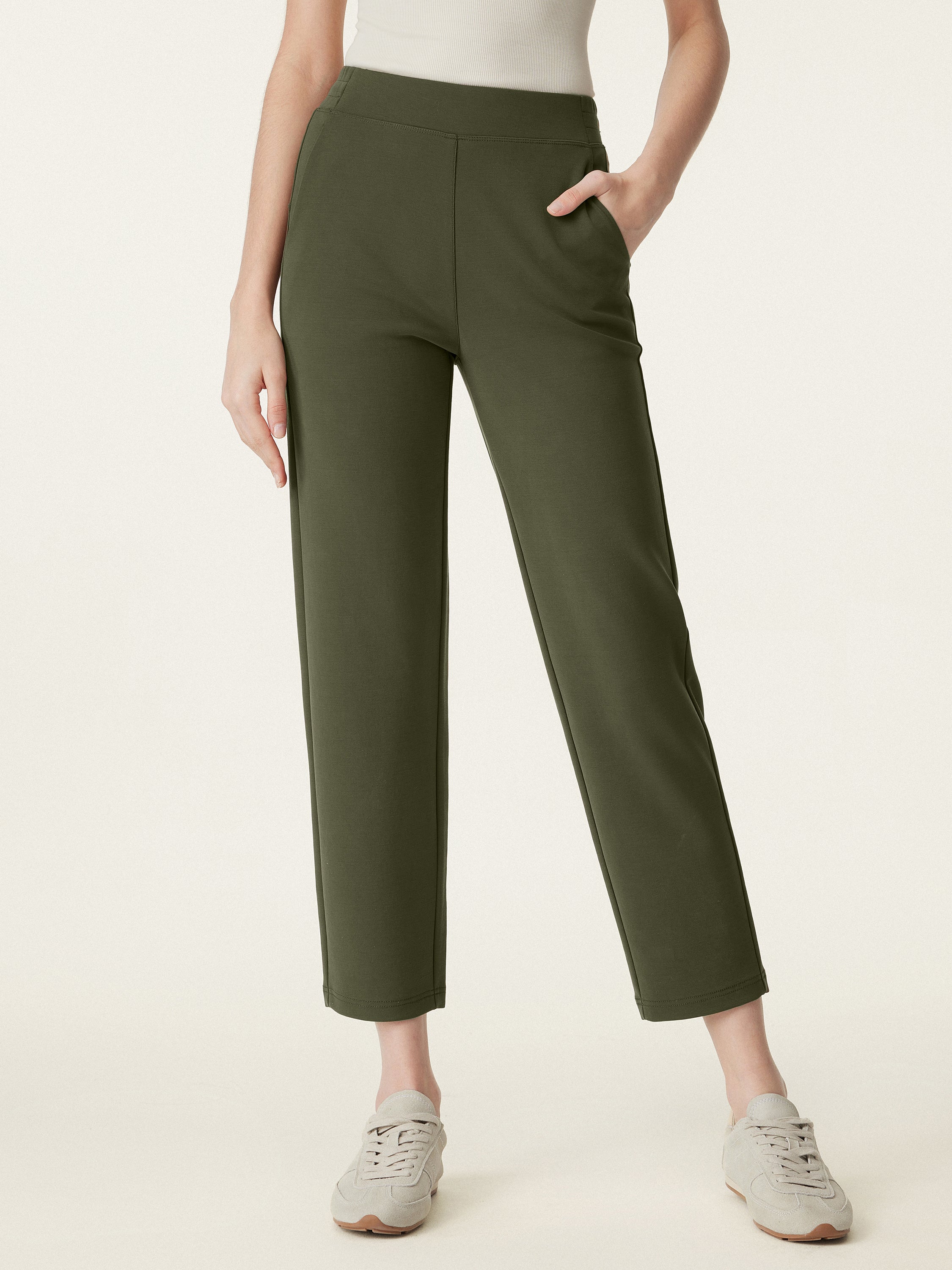 Mid Rise Pull-on Tapered Pants with Pockets - Image 19