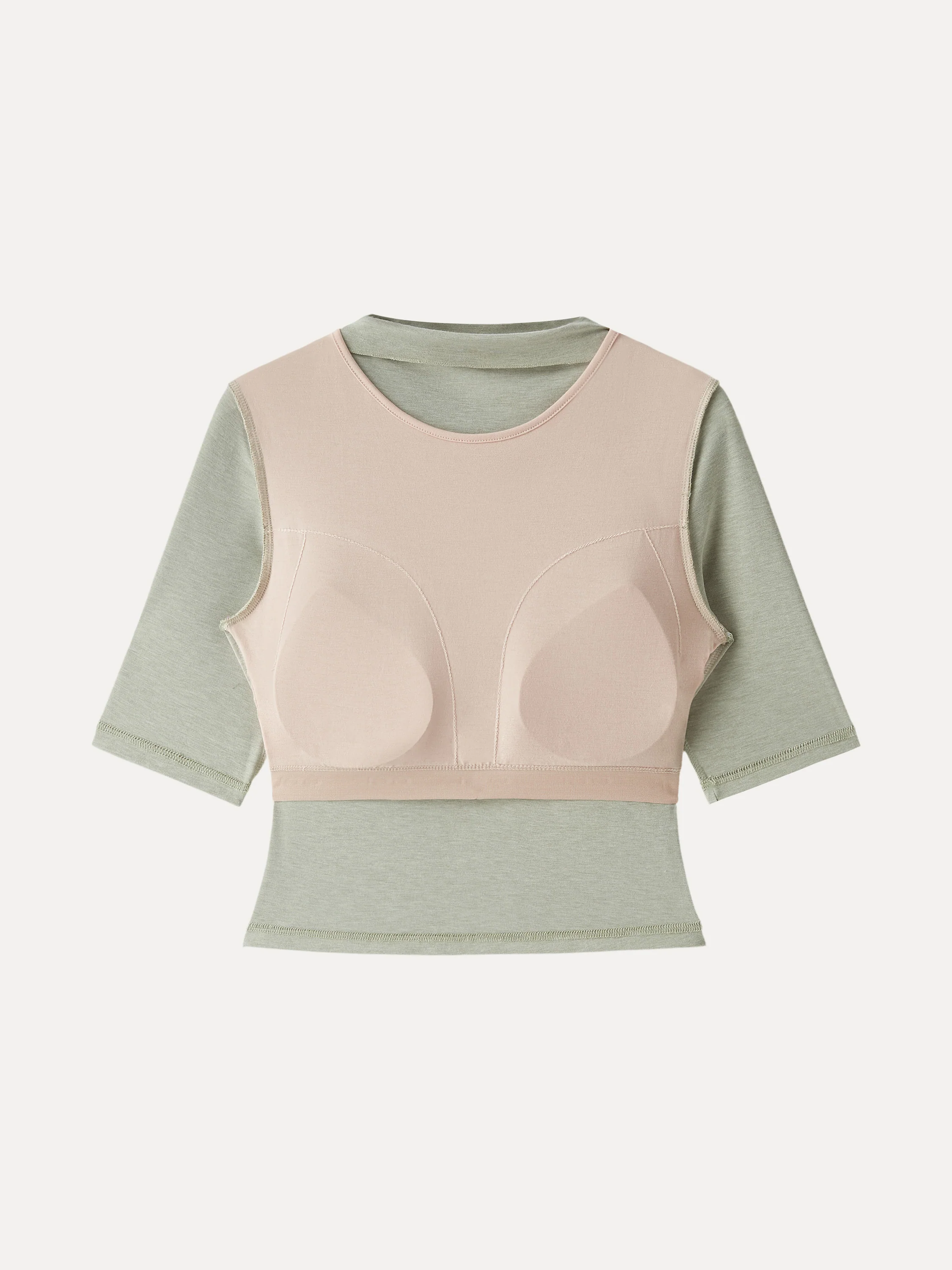 Mockneck Elbow Sleeve Cropped Bra Top - Image 14