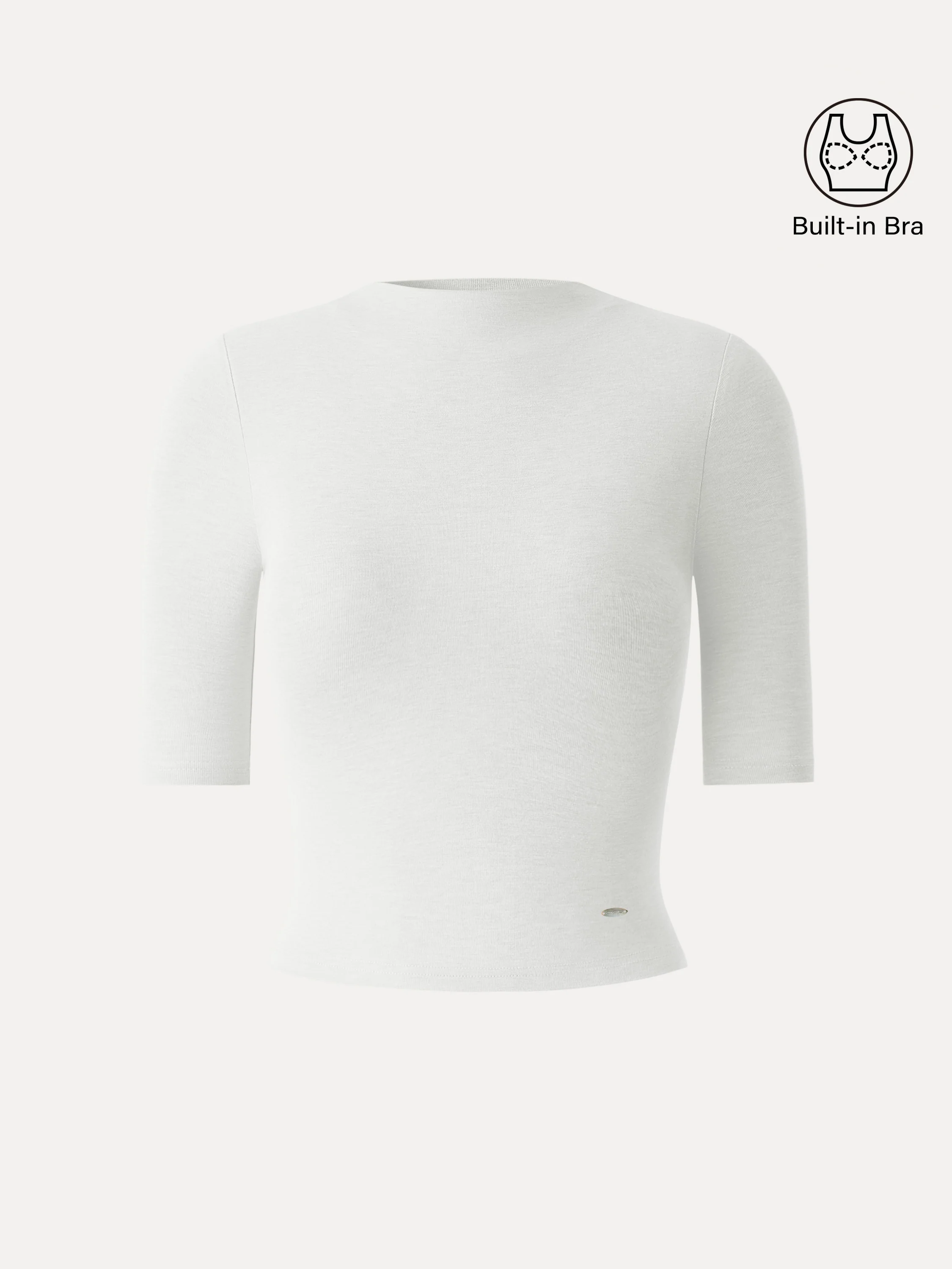 Mockneck Elbow Sleeve Cropped Bra Top - Image 2