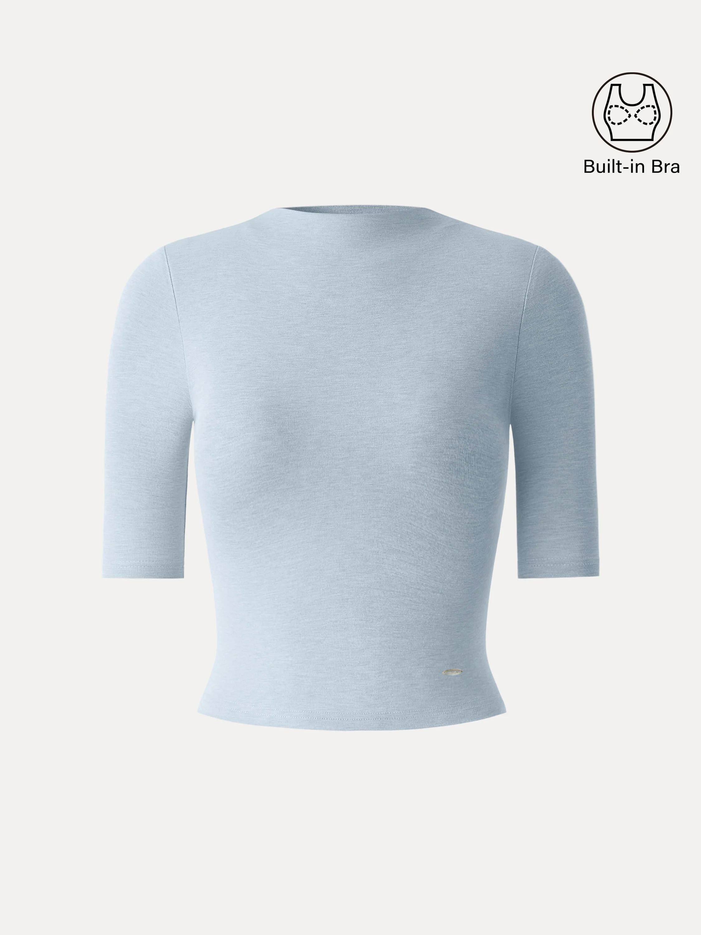 Mockneck Elbow Sleeve Cropped Bra Top - Image 4
