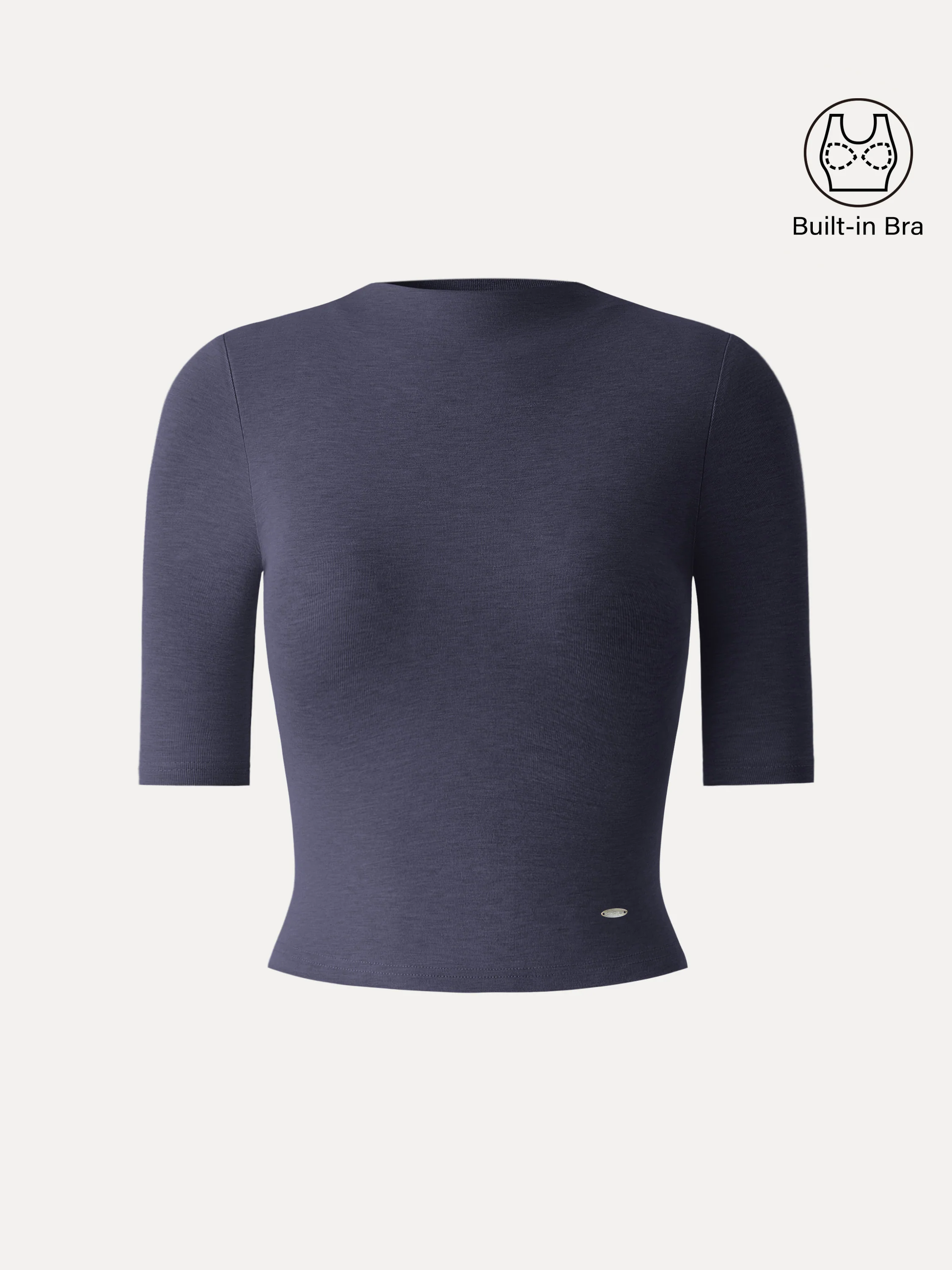 Mockneck Elbow Sleeve Cropped Bra Top - Image 6