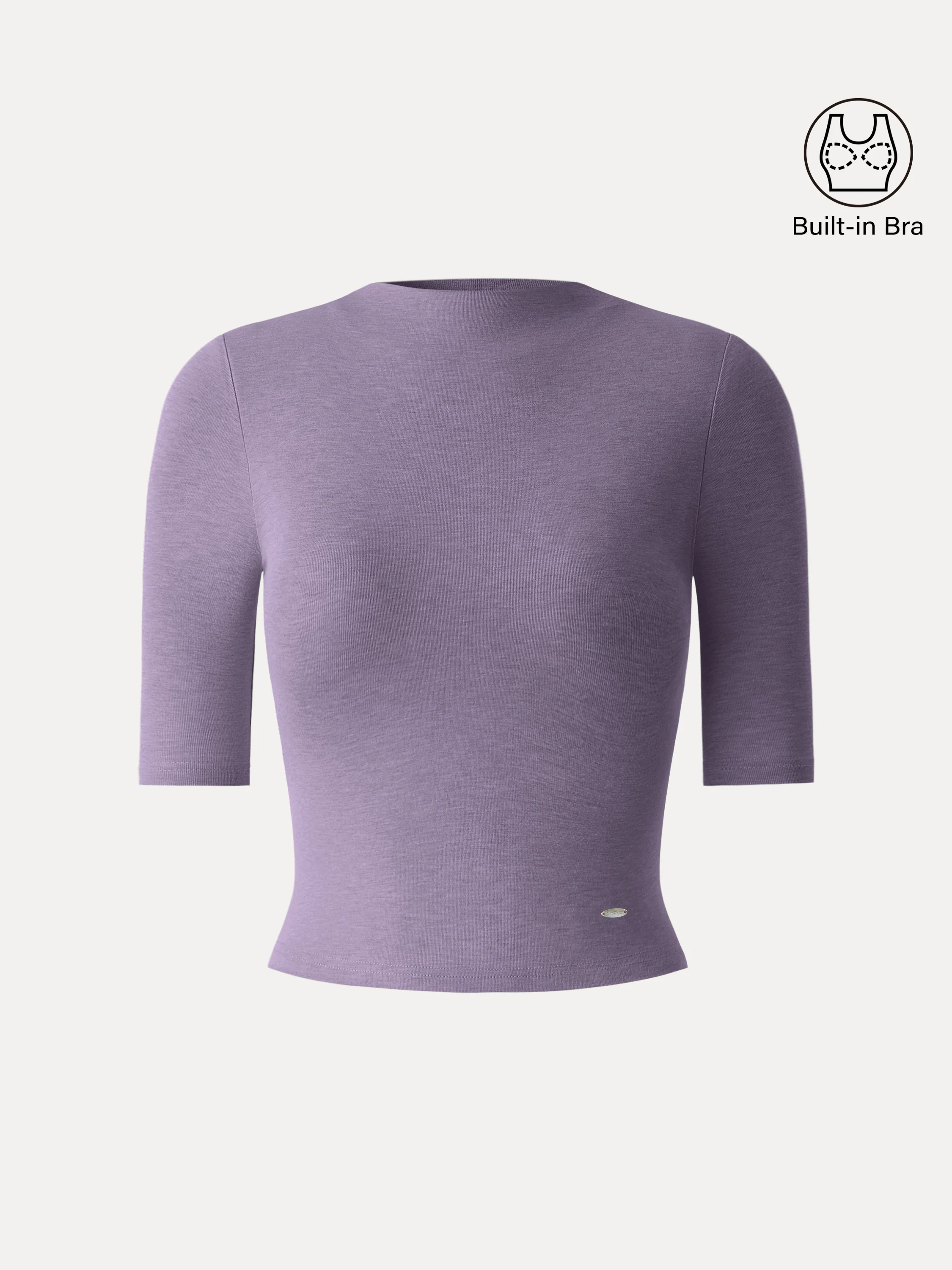 Mockneck Elbow Sleeve Cropped Bra Top - Image 7