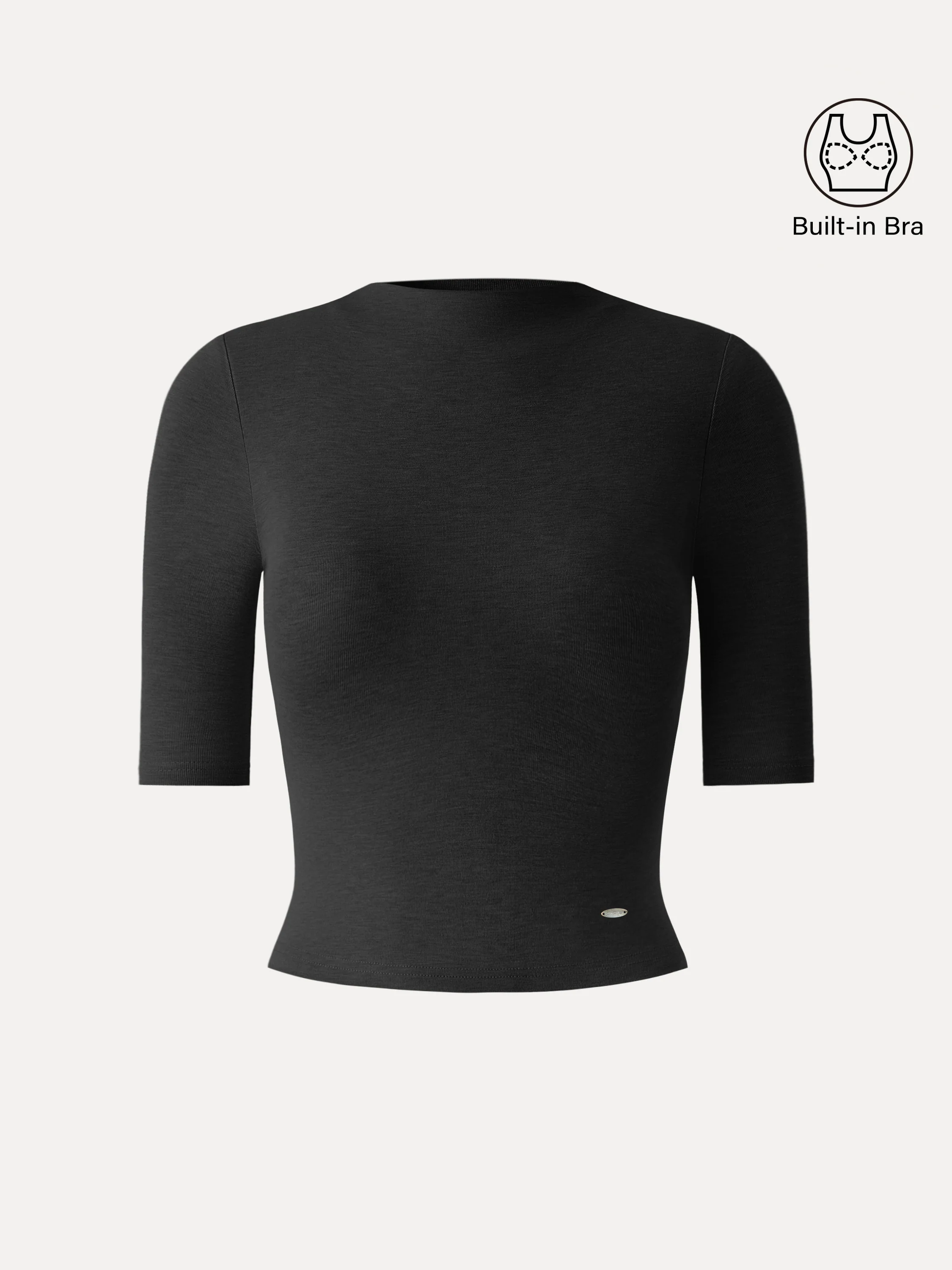 Mockneck Elbow Sleeve Cropped Bra Top - Image 8
