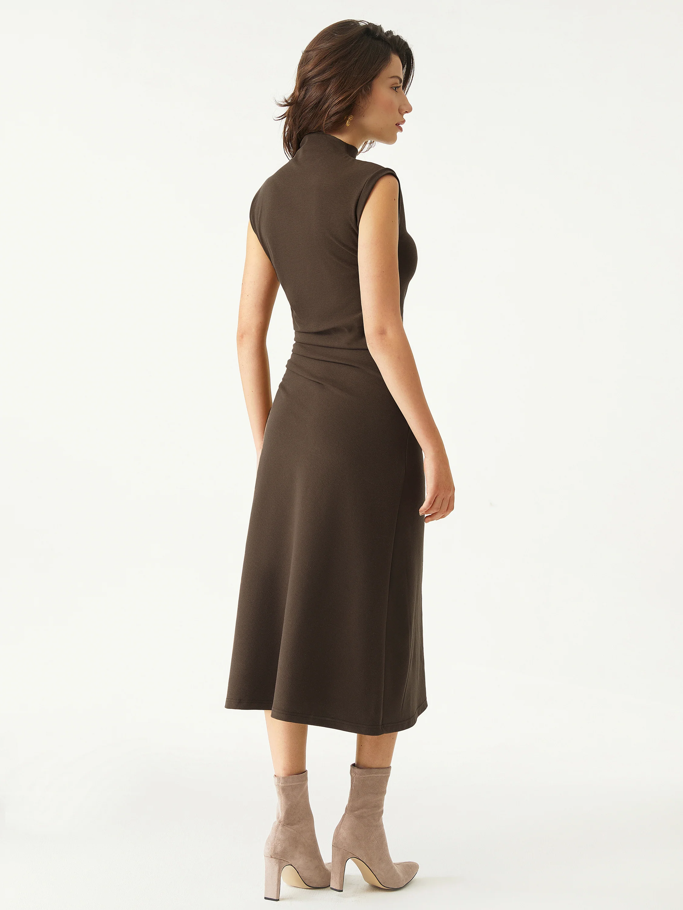 Mockneck Tucks Midi Dress - Image 7