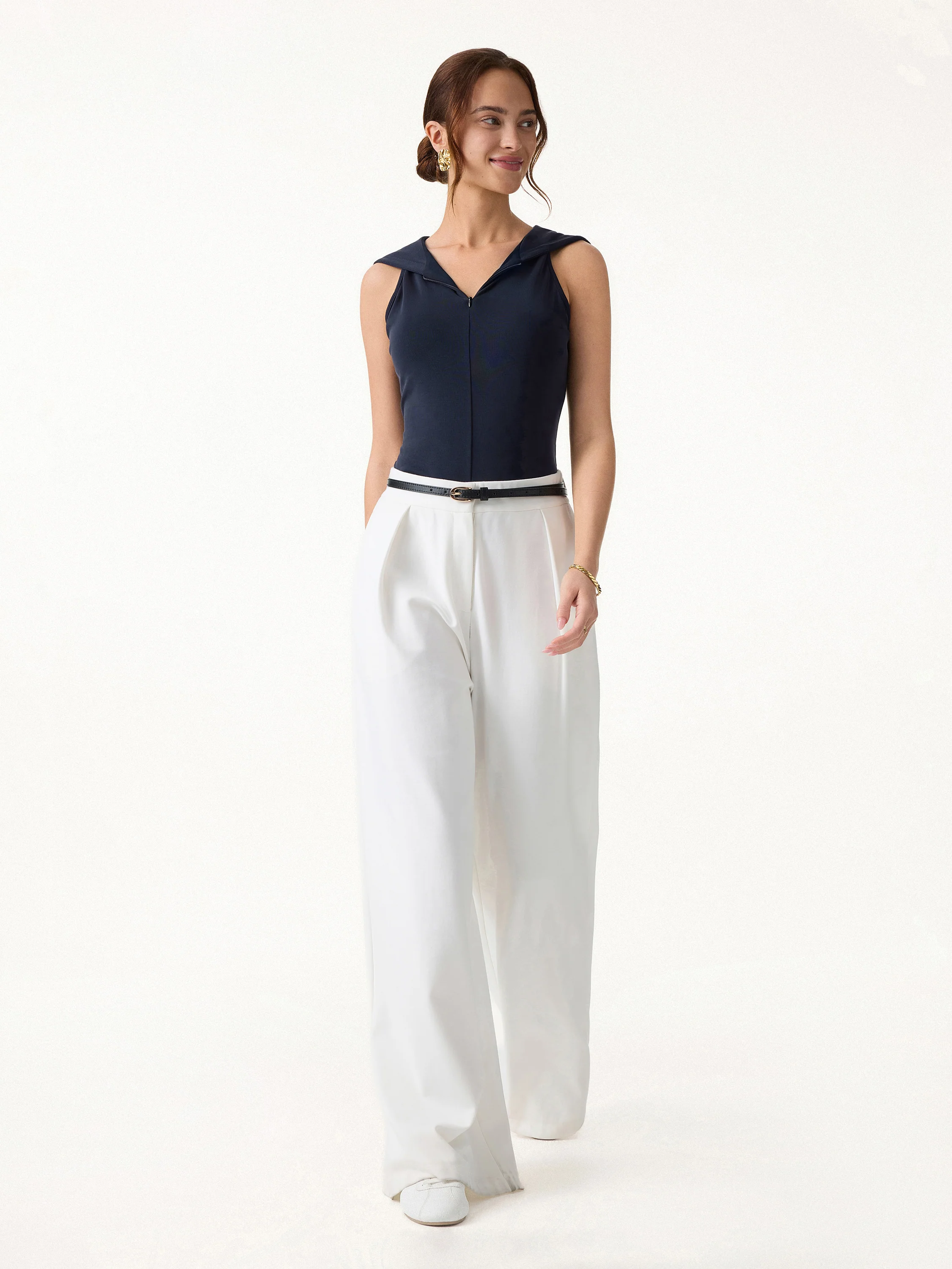 Modal Blend 1/4 Zip Hooded Sleeveless Bra Top - Image 3