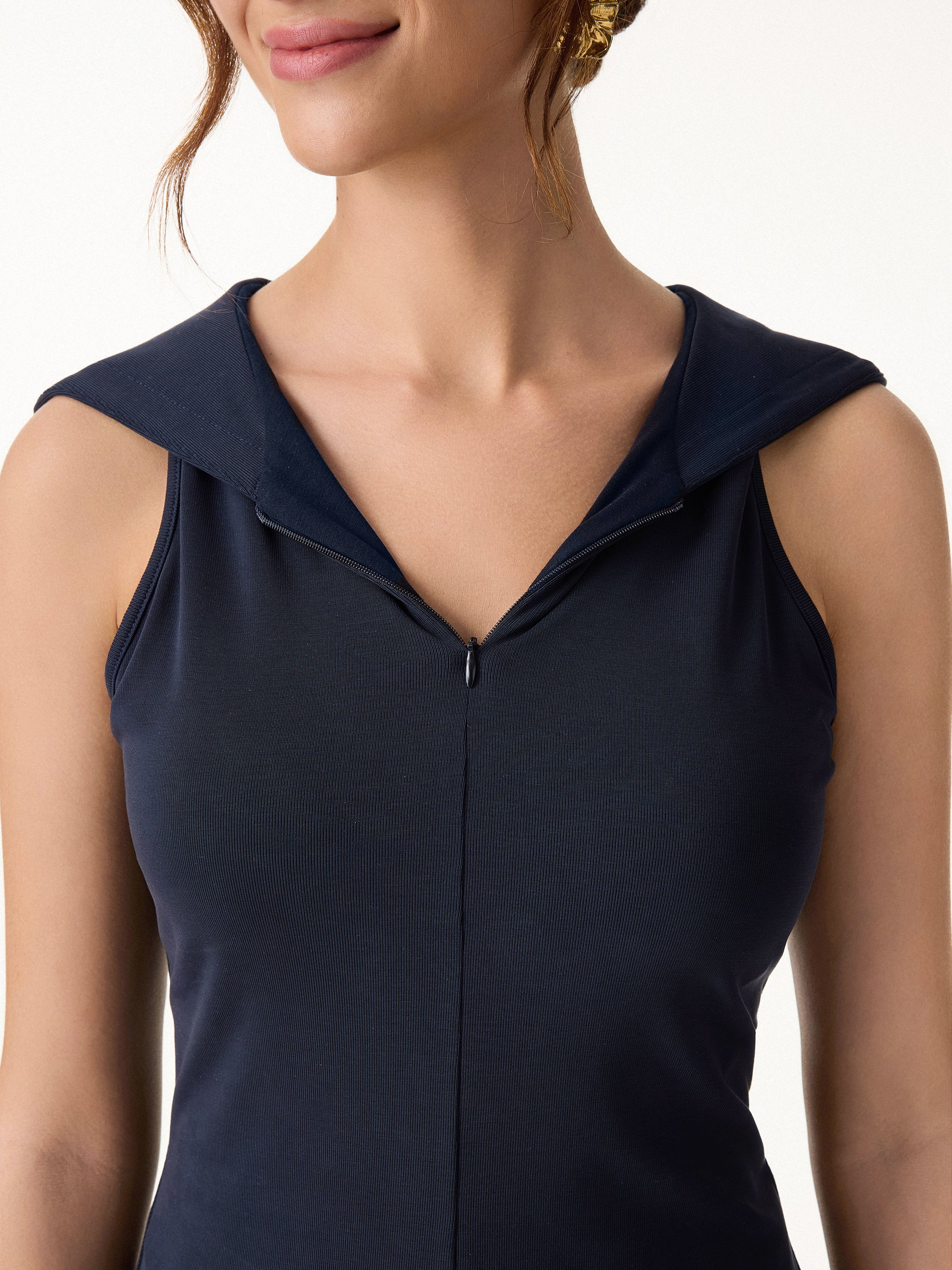 Modal Blend 1/4 Zip Hooded Sleeveless Bra Top - Image 4