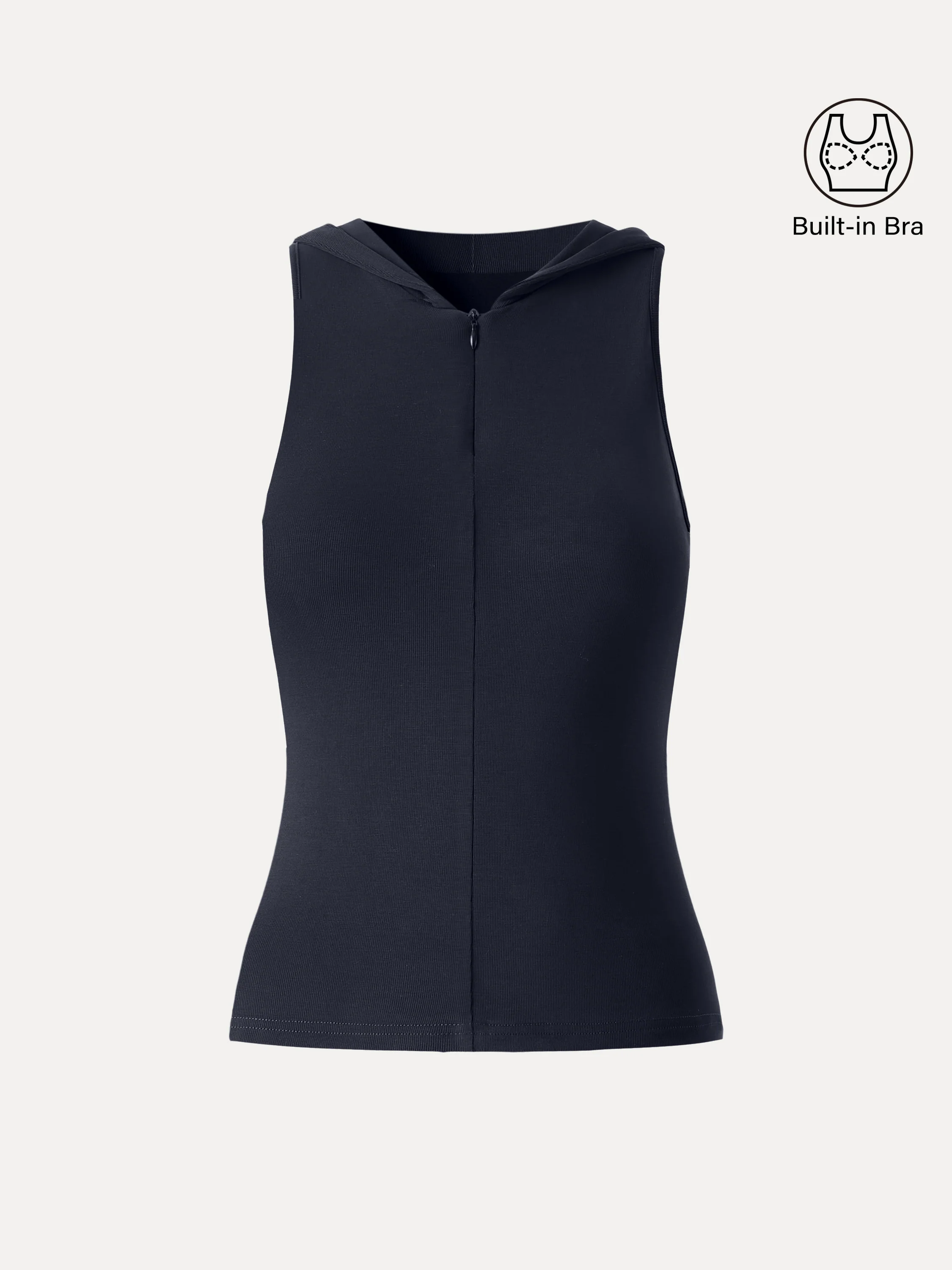 Modal Blend 1/4 Zip Hooded Sleeveless Bra Top - Image 9
