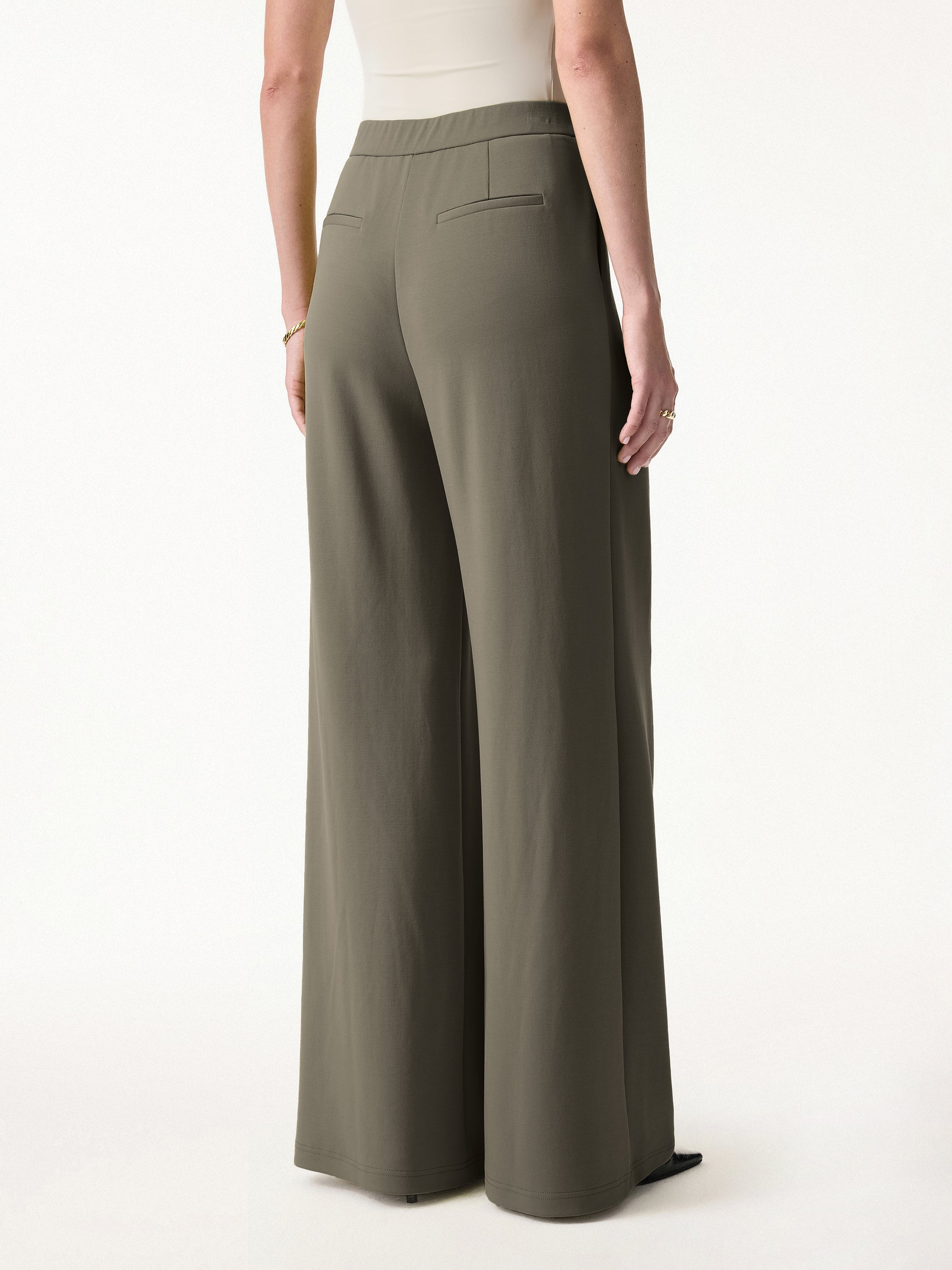 Modal Blend Drapey High Rise Wide Leg Pants - Image 10